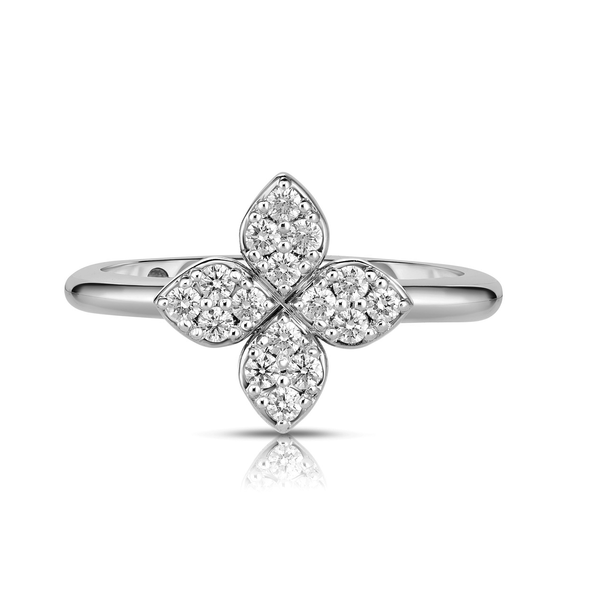 18k White Gold Love In Verona Medium Pave Diamond Flower Ring