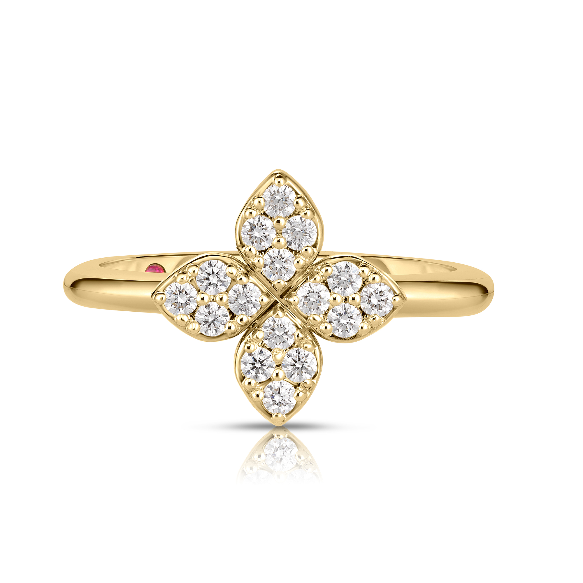 18k Yellow Gold Love In Verona Medium Pave Diamond Flower Ring