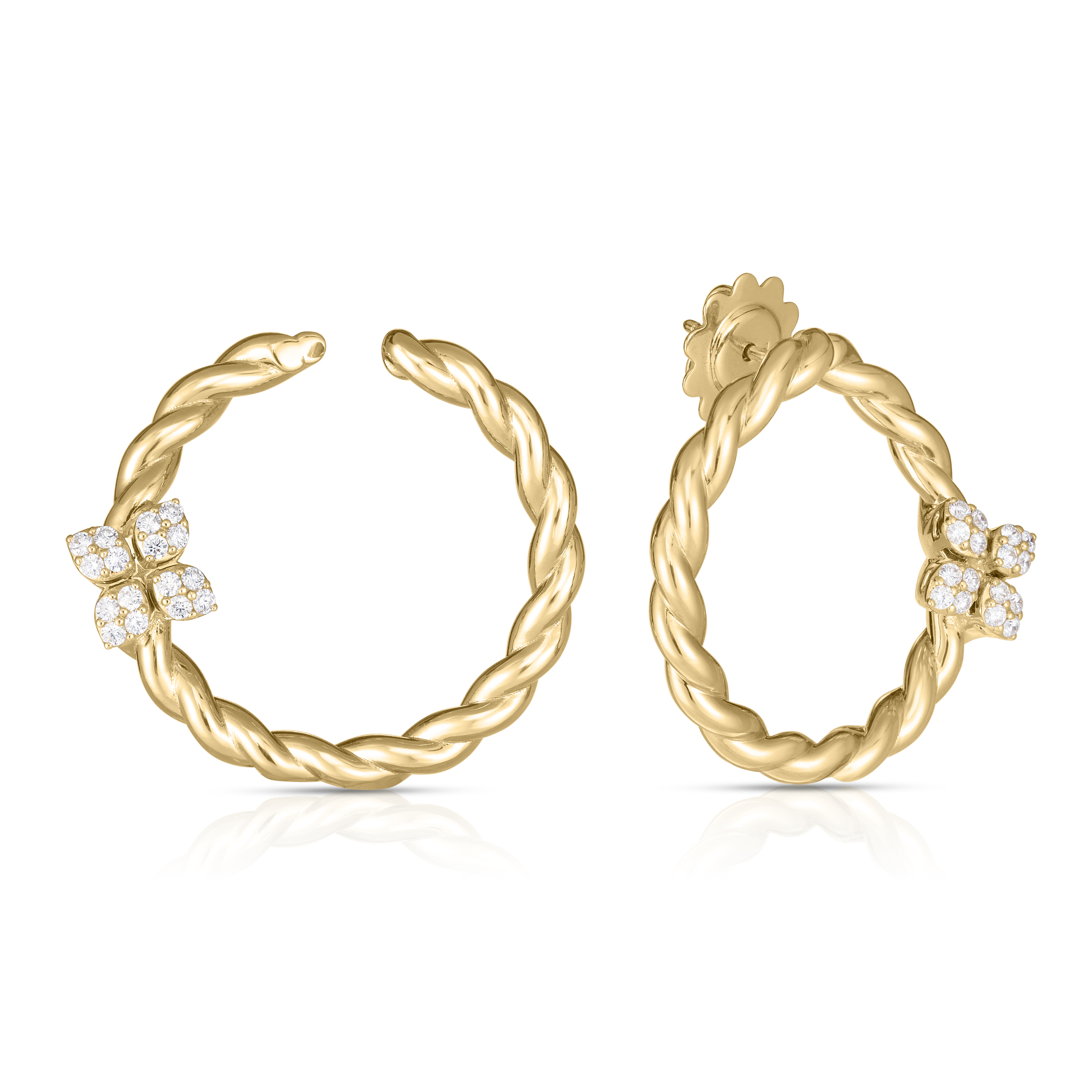 18k Yellow Gold Love In Verona Twist Diamond Curl Earrings