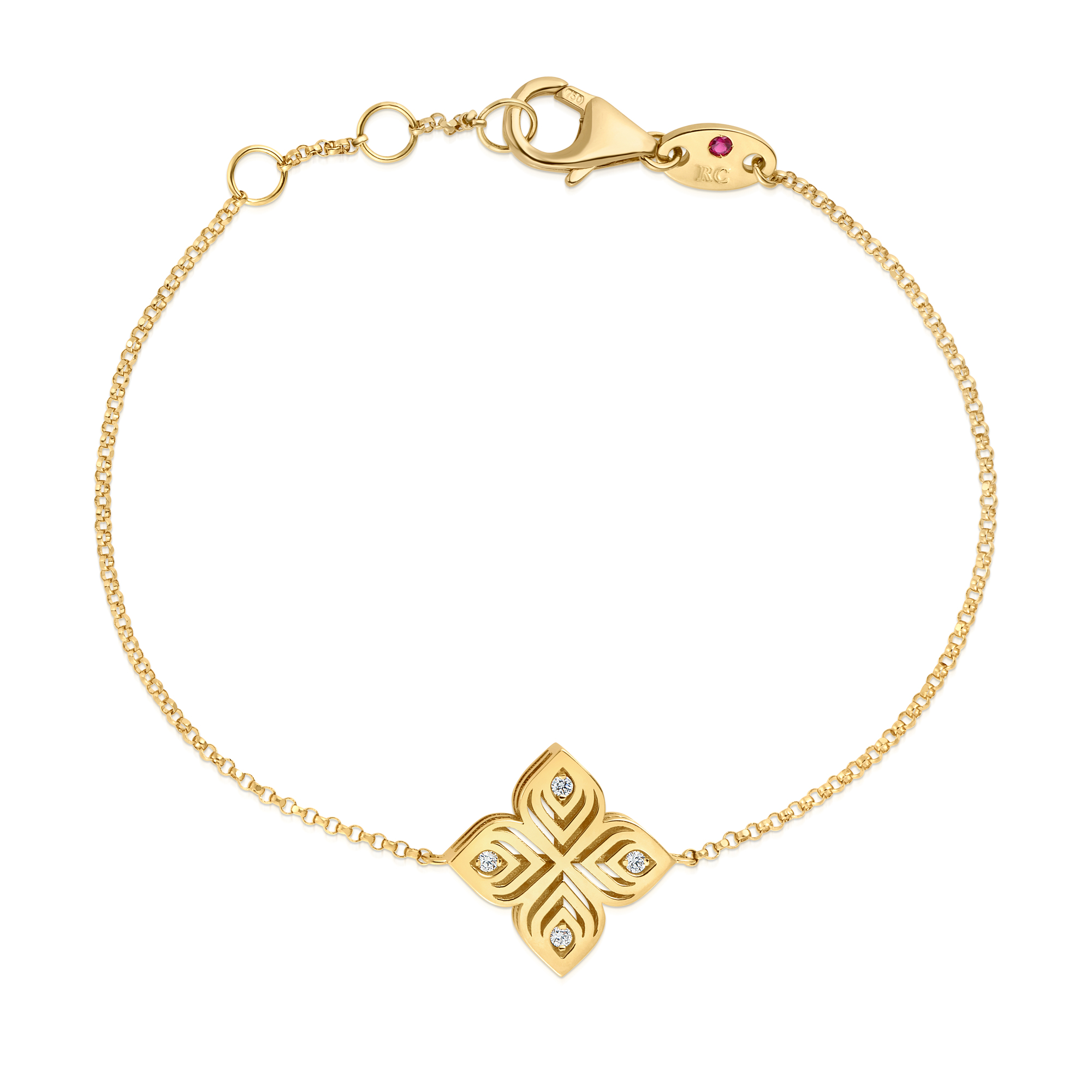 18k Yellow Gold Arabesque Medium Diamond Flower Bracelet