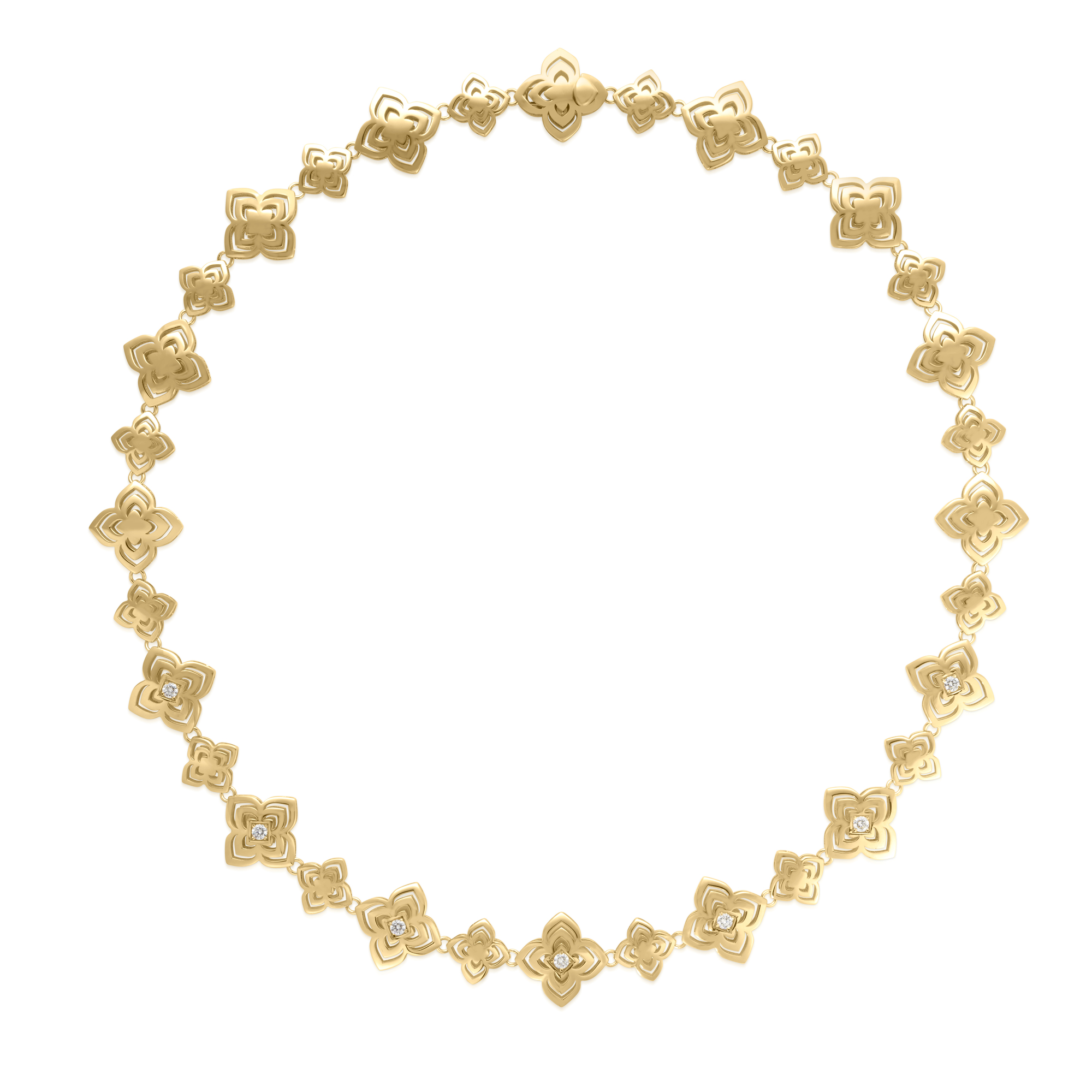18k Yellow Gold Palazzo Ducale Carnival Diamond & Polished Finish Flower Collar Necklace