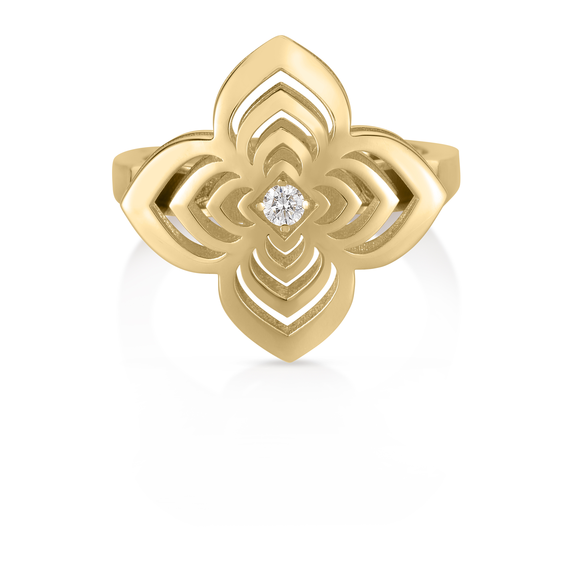 18k Yellow Gold Palazzo Ducale Carnival Diamond & Polished Finish Flower Ring