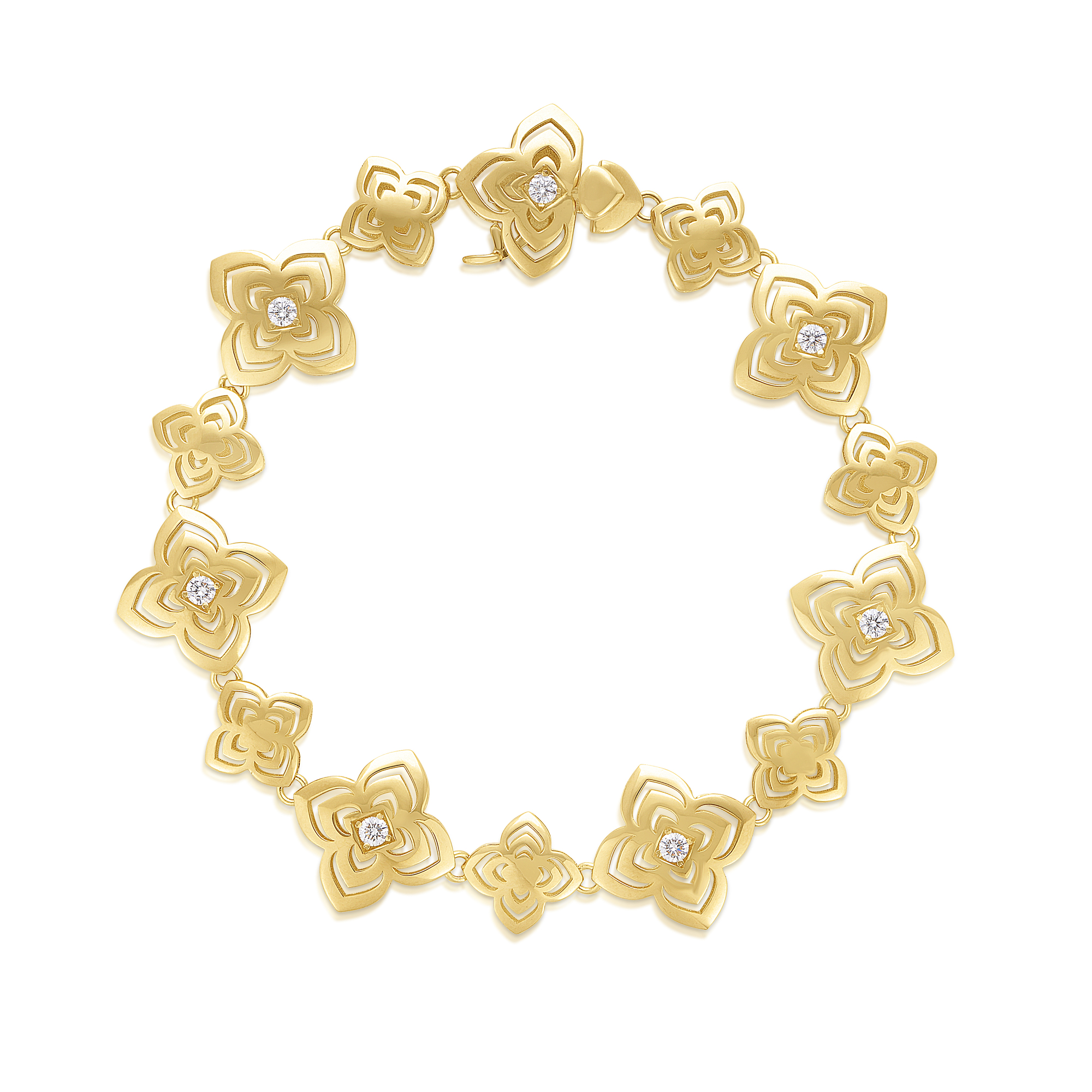 18k Yellow Gold Palazzo Ducale Carnival Diamond & Polished Finish Flower Bracelet