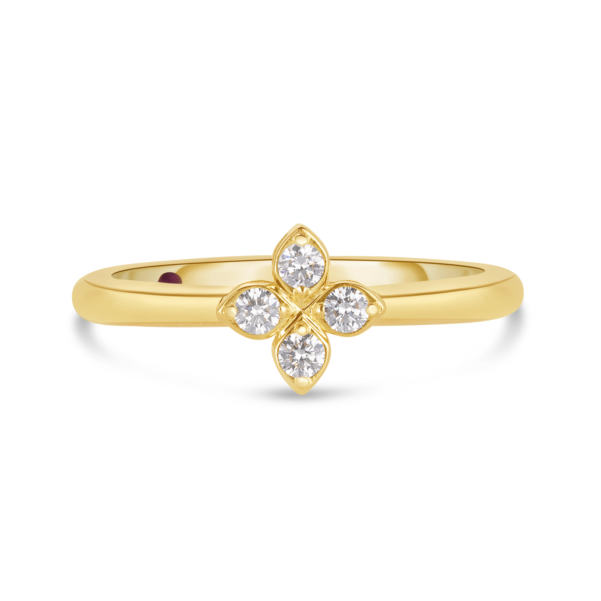 18k Yellow Gold Love In Verona Small Pave Diamond Flower Ring