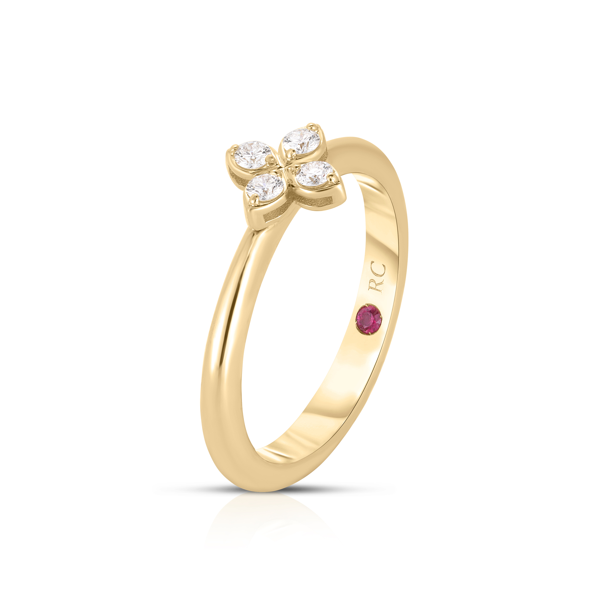 18k Yellow Gold Love In Verona Small Pave Diamond Flower Ring