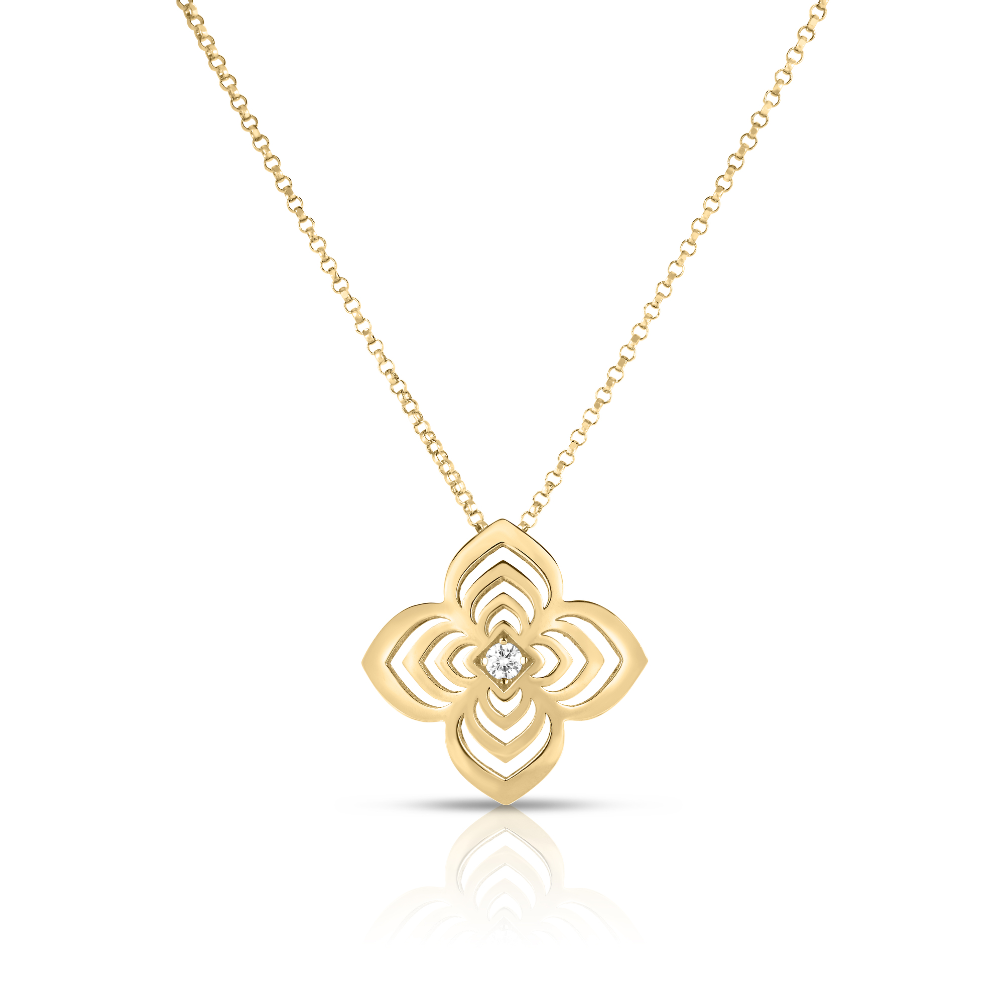18k Yellow Gold Palazzo Ducale Carnival Large Diamond Flower Necklace