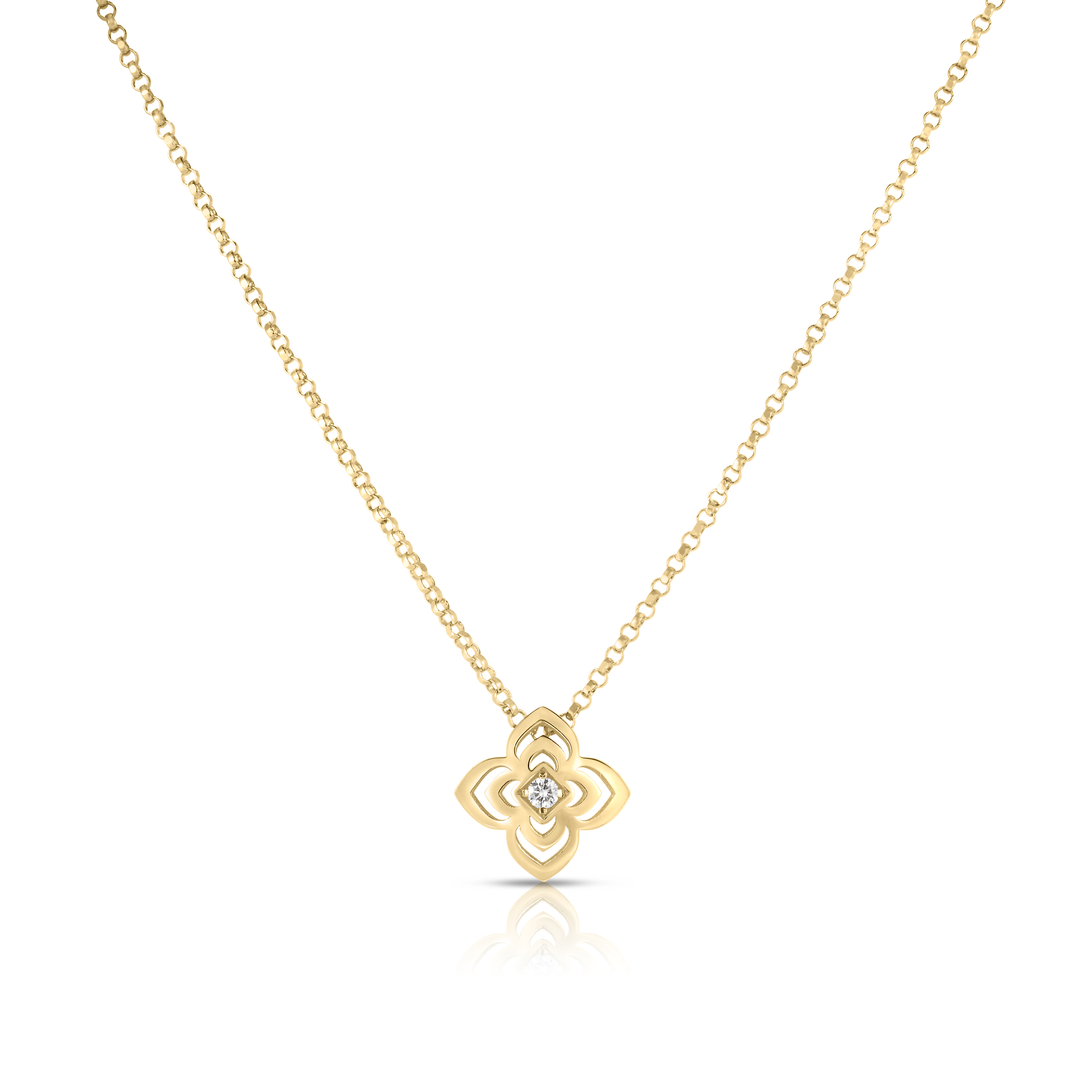 18k Yellow Gold Palazzo Ducale Carnival Small Diamond Flower Necklace