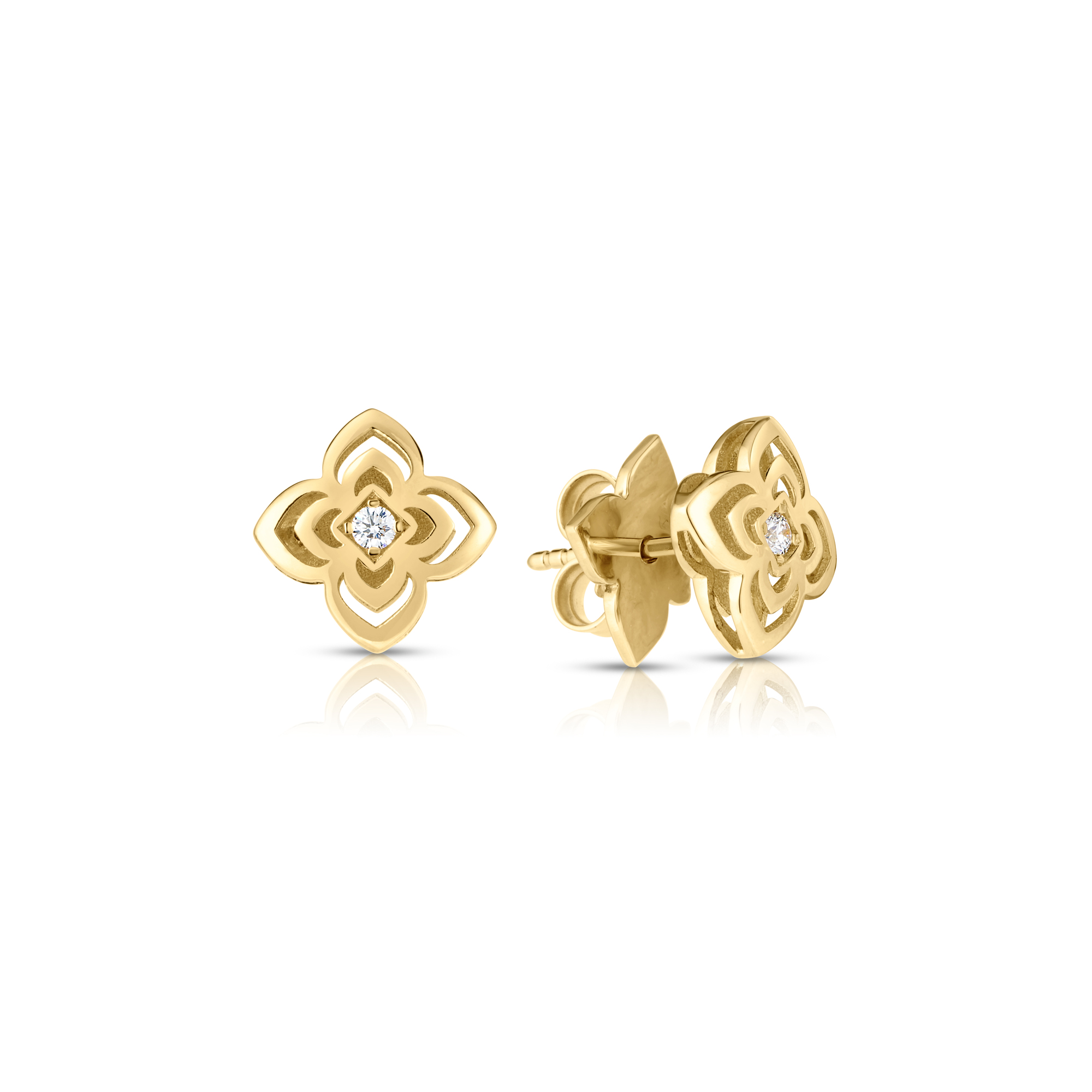 18k Yellow Gold Palazzo Ducale Carnival Small Diamond Flower Stud Earrings