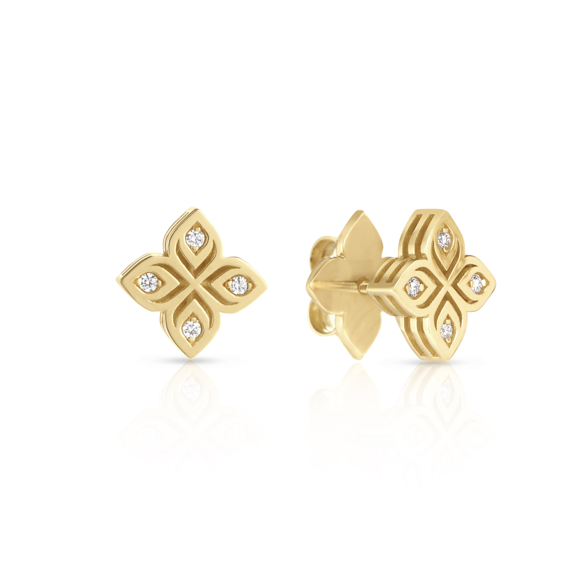 18k Yellow Gold Arabesque Convertible Diamond Flower Drop Earrings