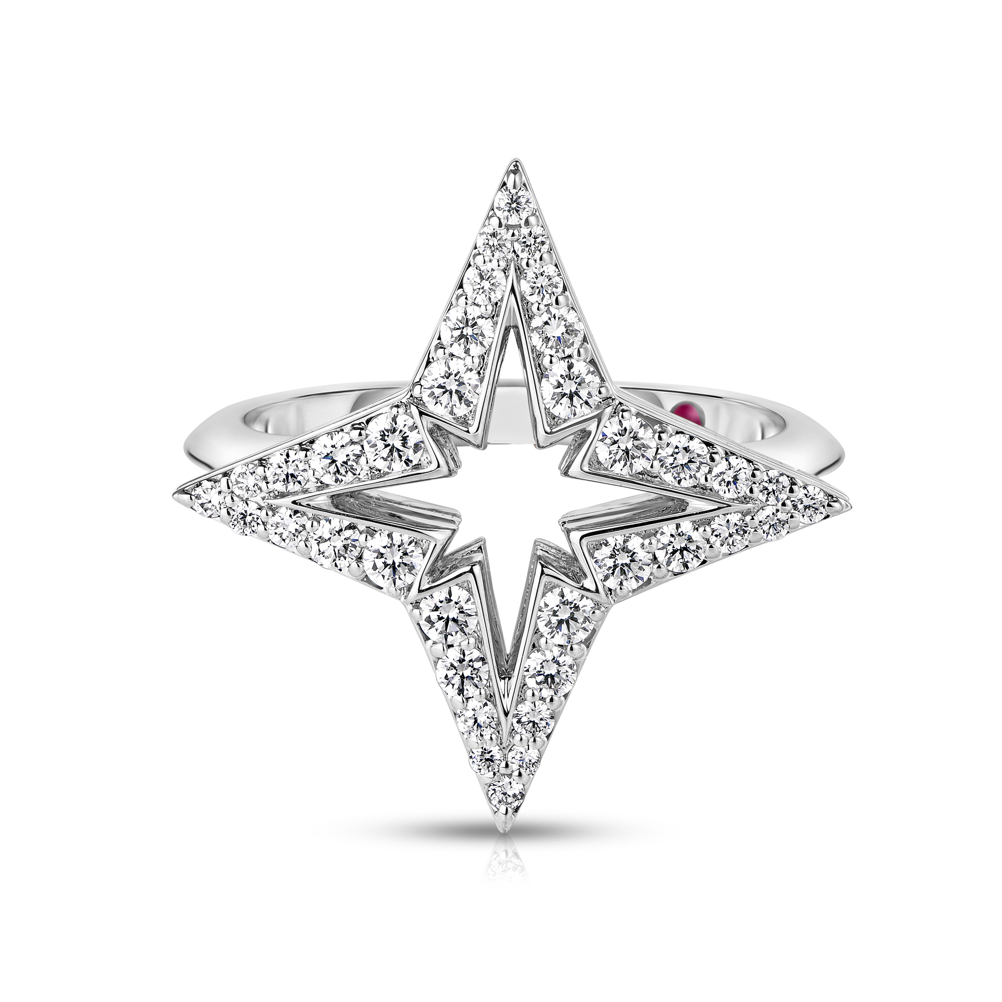 18k White Gold Stardust Small Pave Diamond Star Ring