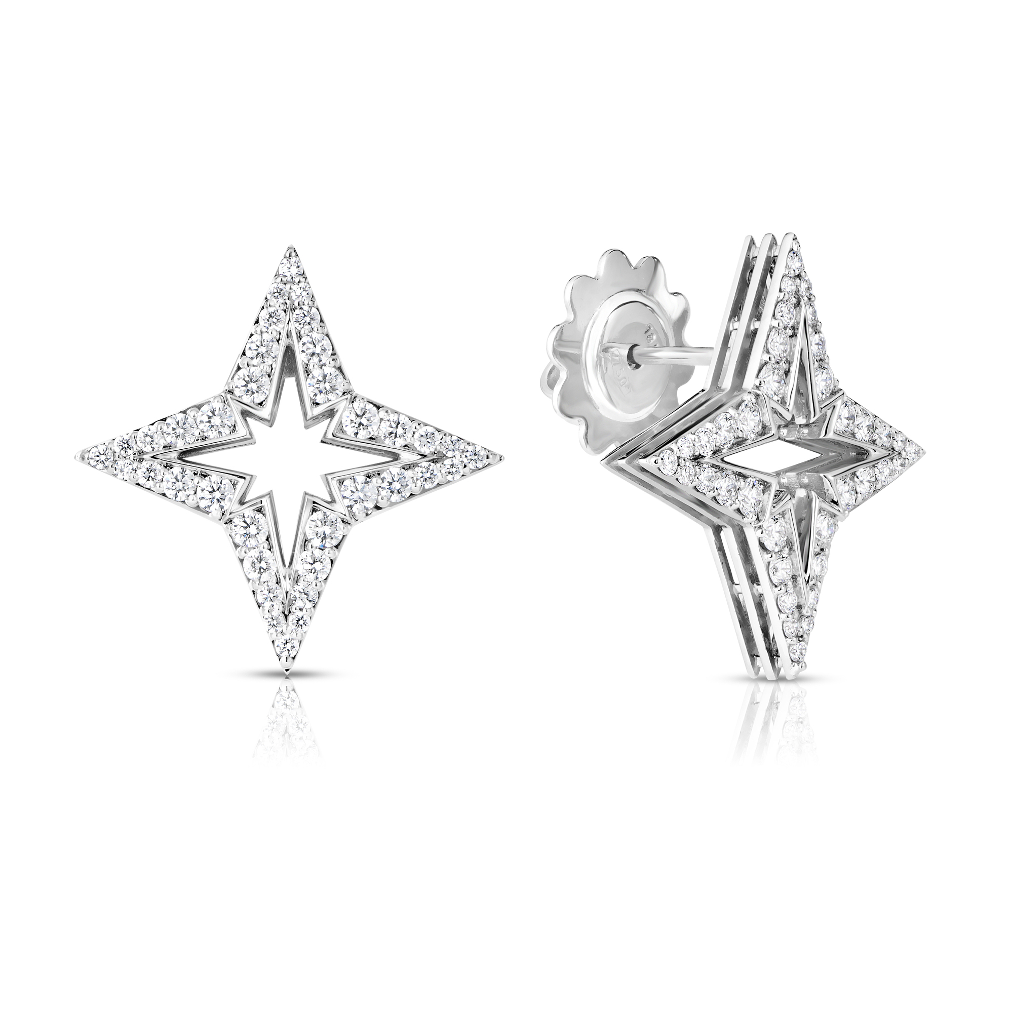 18k White Gold Stardust Small Pave Diamond Star Earrings