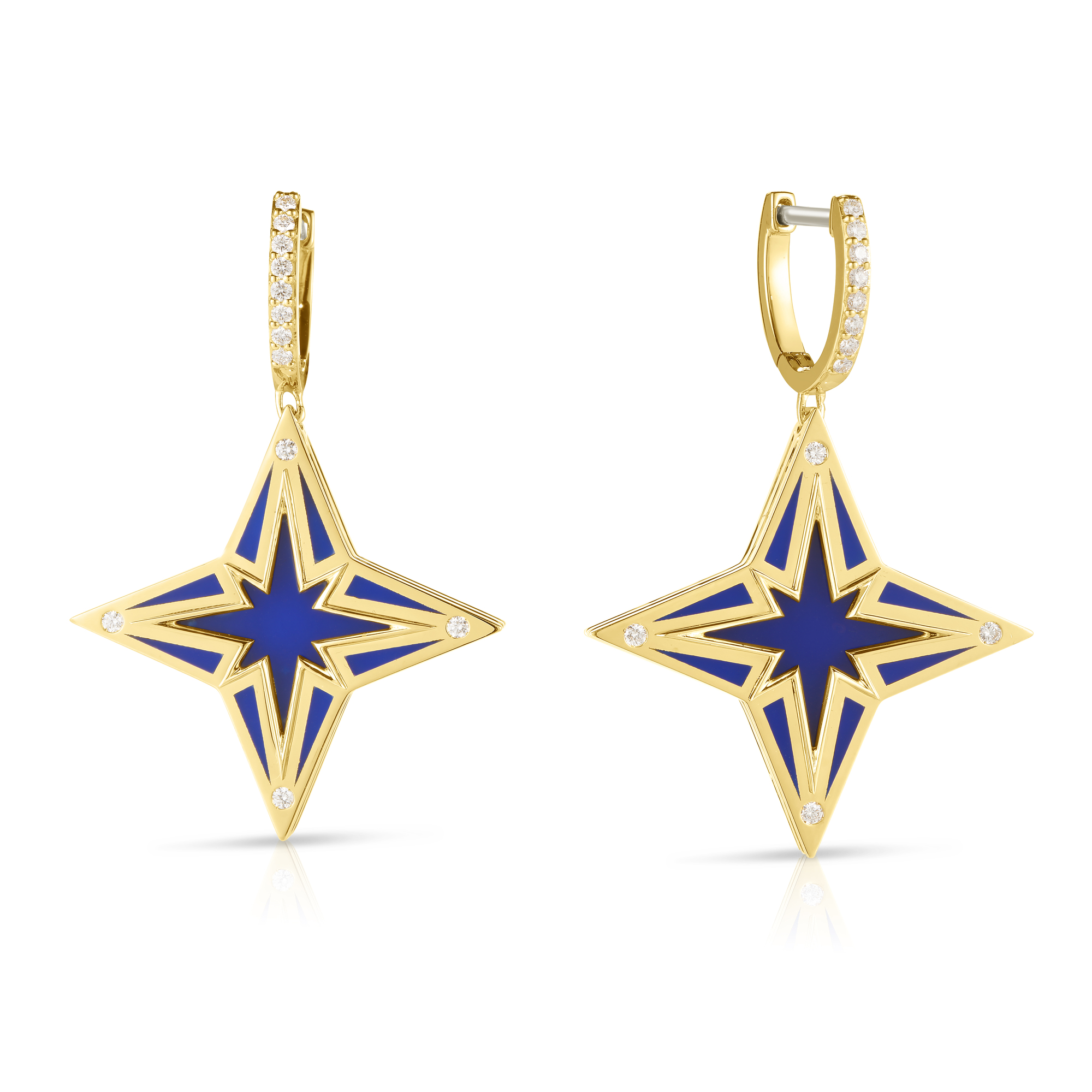 18k Yellow Gold Stardust Medium Diamond & Blue Ceramic Star Necklace