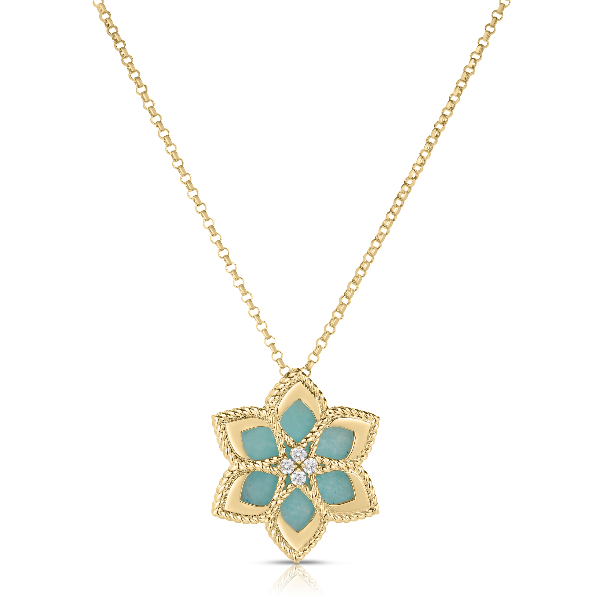18k Yellow Gold Vernazza Diamond & Amazonite Necklace