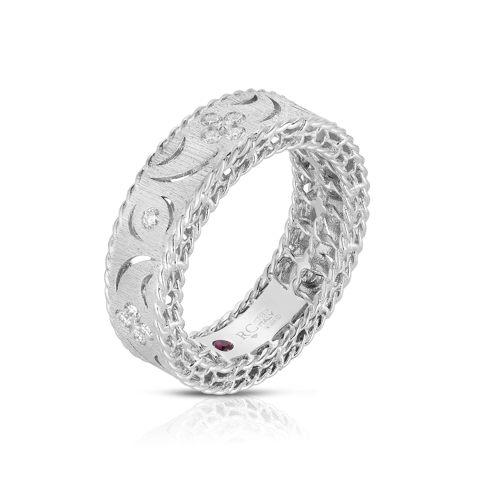 18k White Gold Princess Diamond & Satin Finish Ring