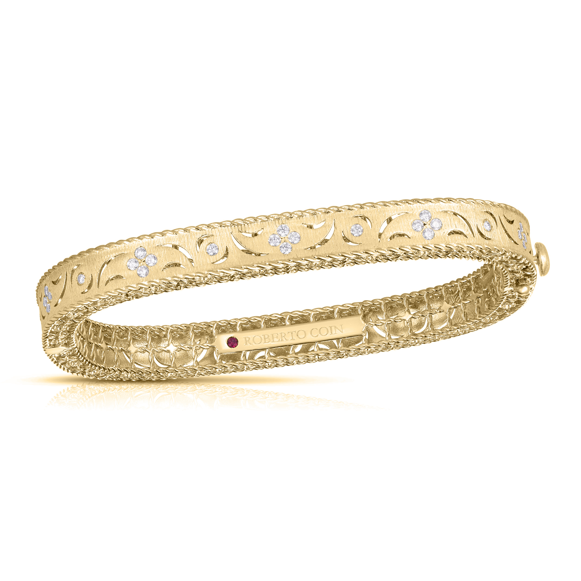 18k Yellow Gold Princess Diamond & Satin Finish Bangle