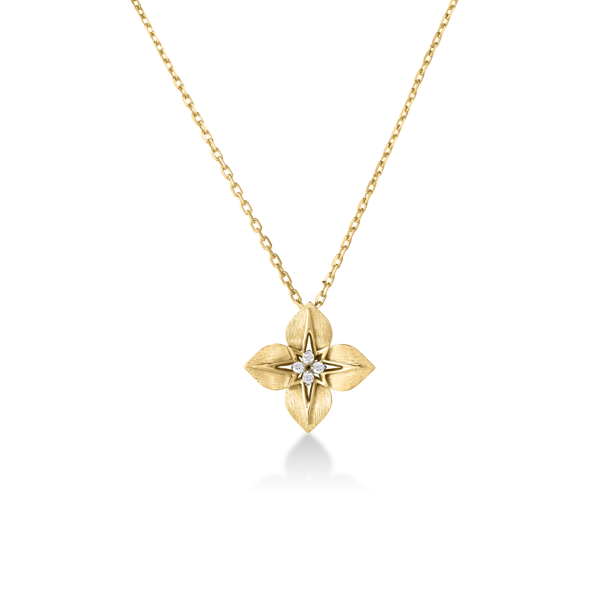 18k Yellow/white Gold Princess Star Small Diamond Star Necklace