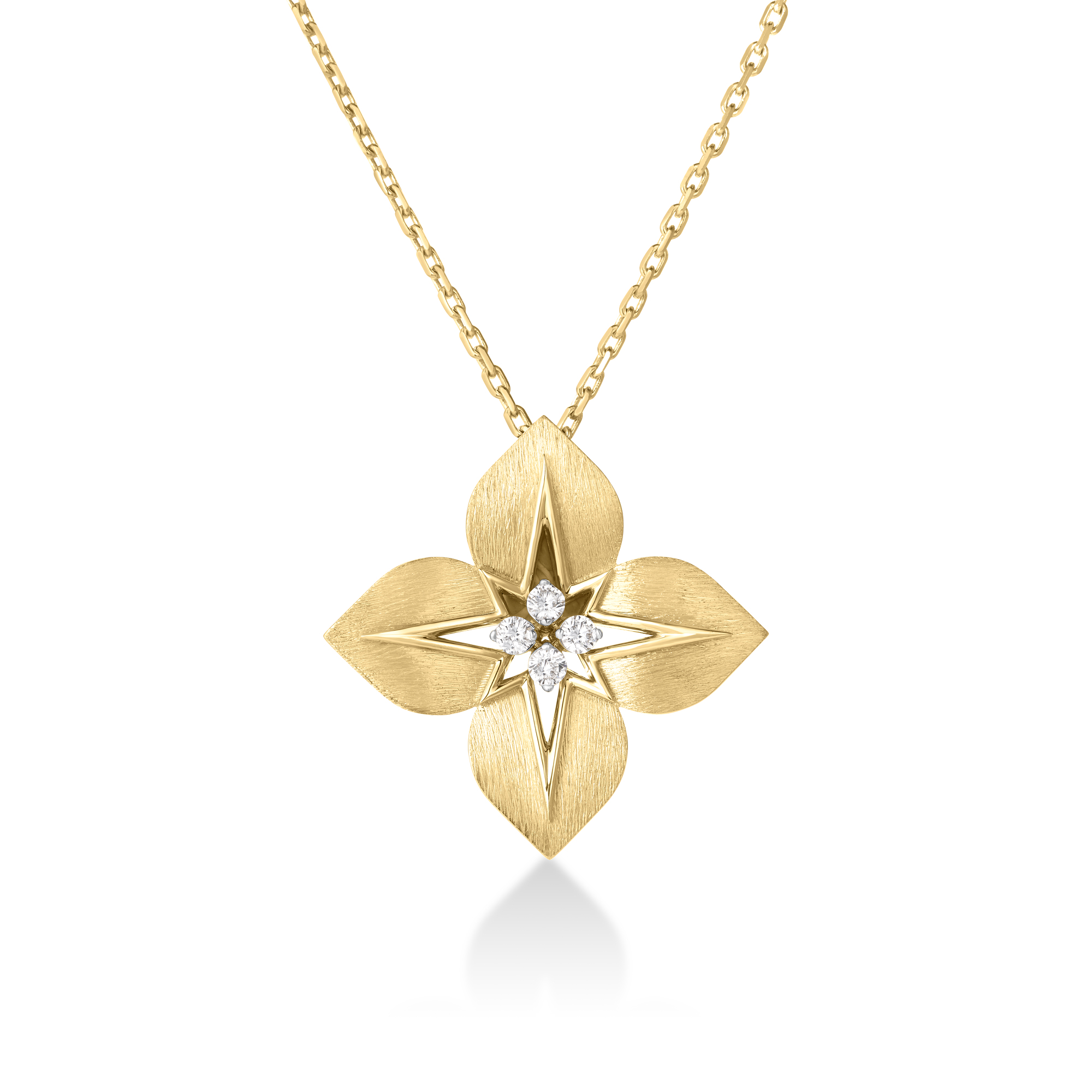 18k Yellow/white Gold Princess Star Large Diamond Star Necklace