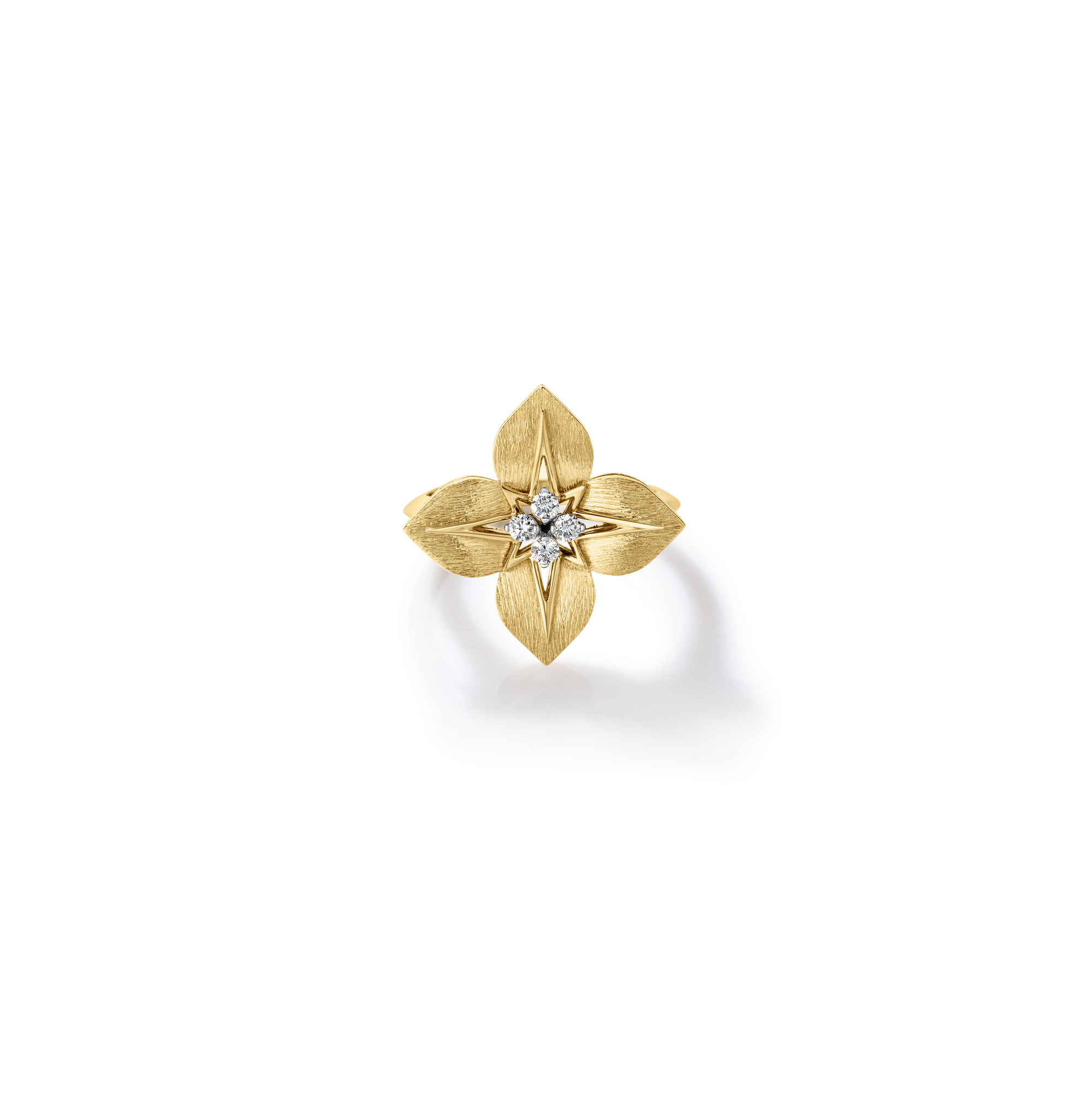 18k Yellow/white Gold Princess Star Medium Diamond Star Ring