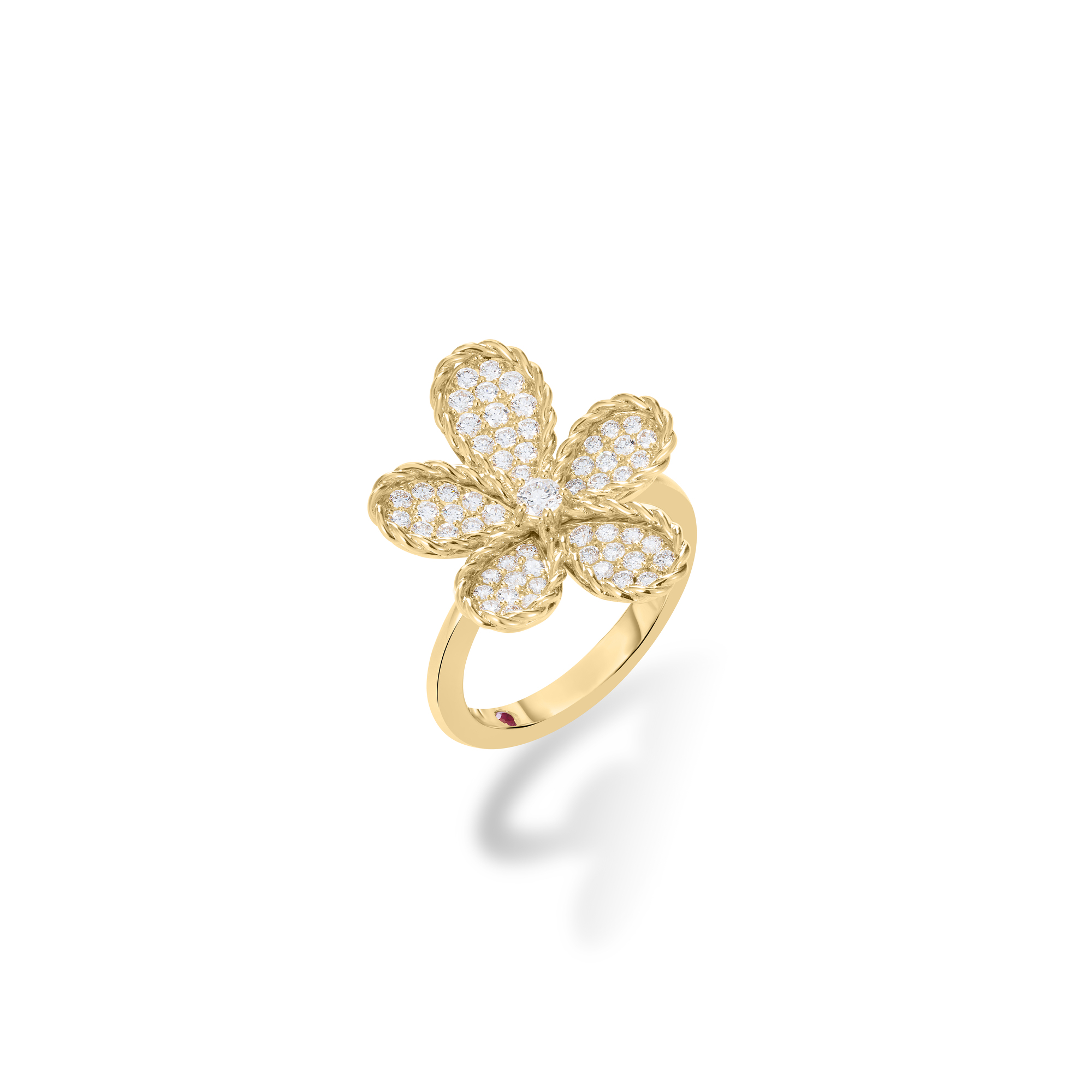 18k Yellow Gold Jasmine Pave Diamond Flower Ring