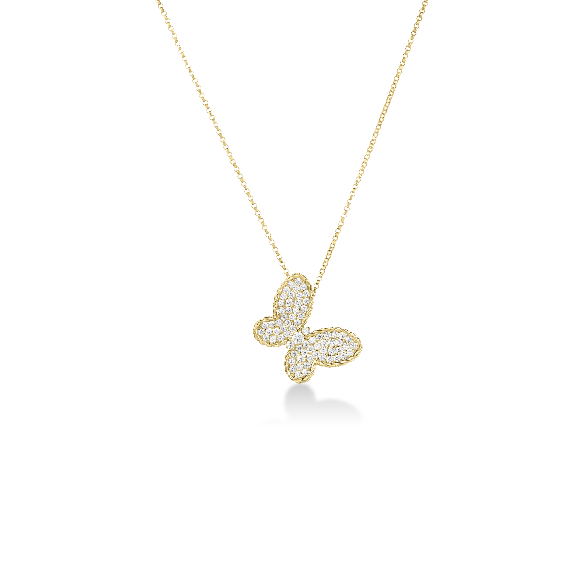 18k Yellow Gold Jasmine Pave Diamond Butterfly Necklace