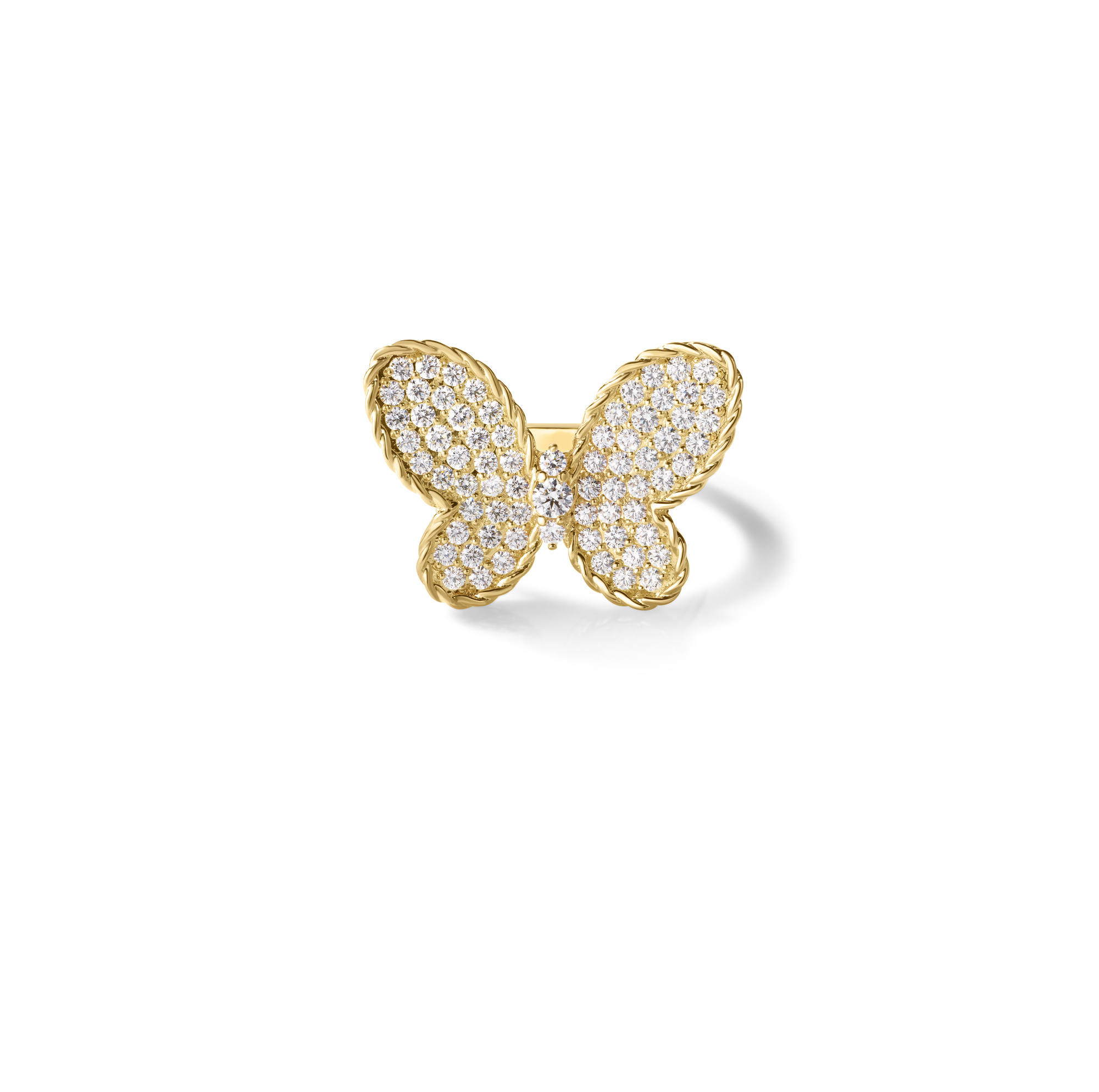 18k Yellow Gold Jasmine Pave Diamond Butterfly Ring