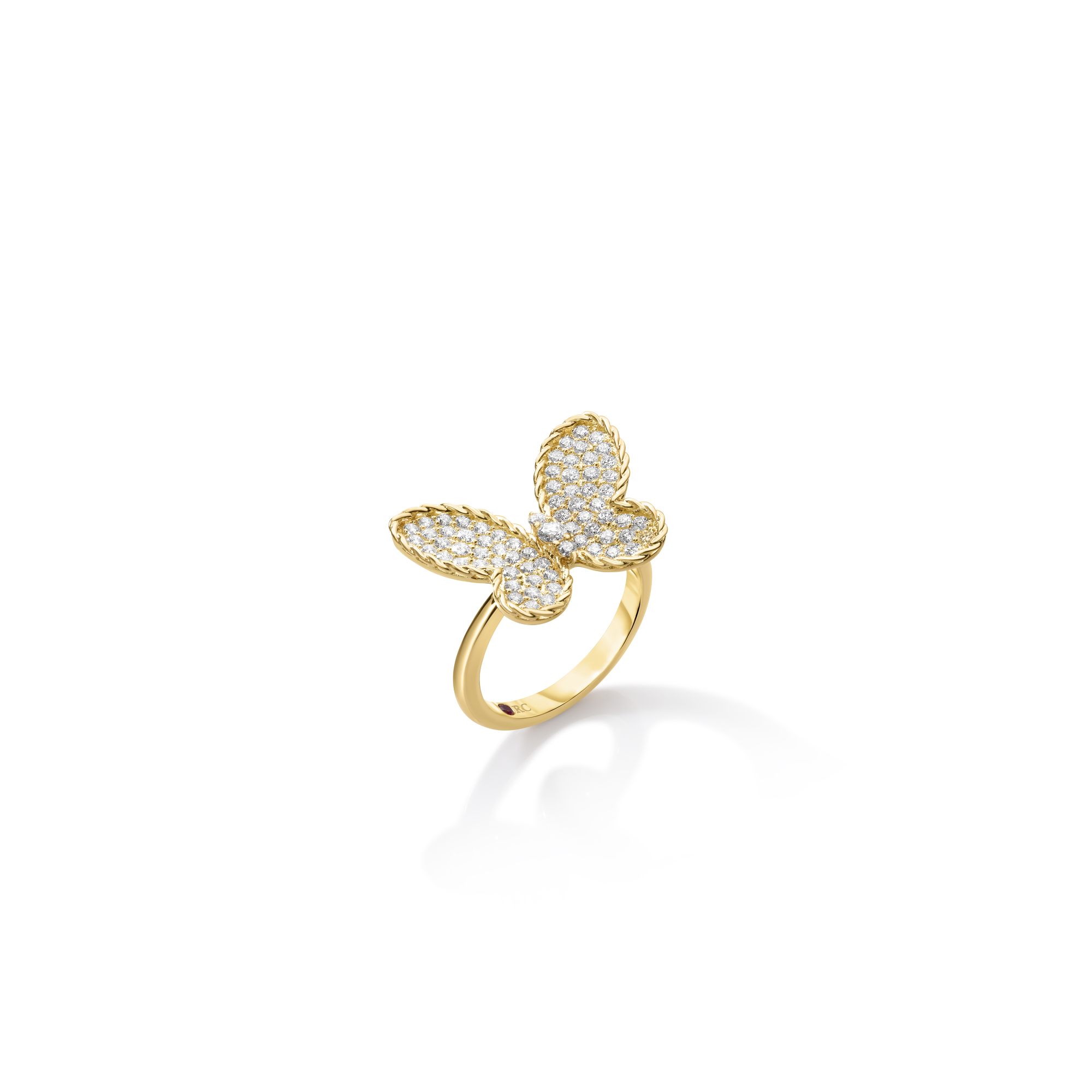 18k Yellow Gold Jasmine Pave Diamond Butterfly Ring