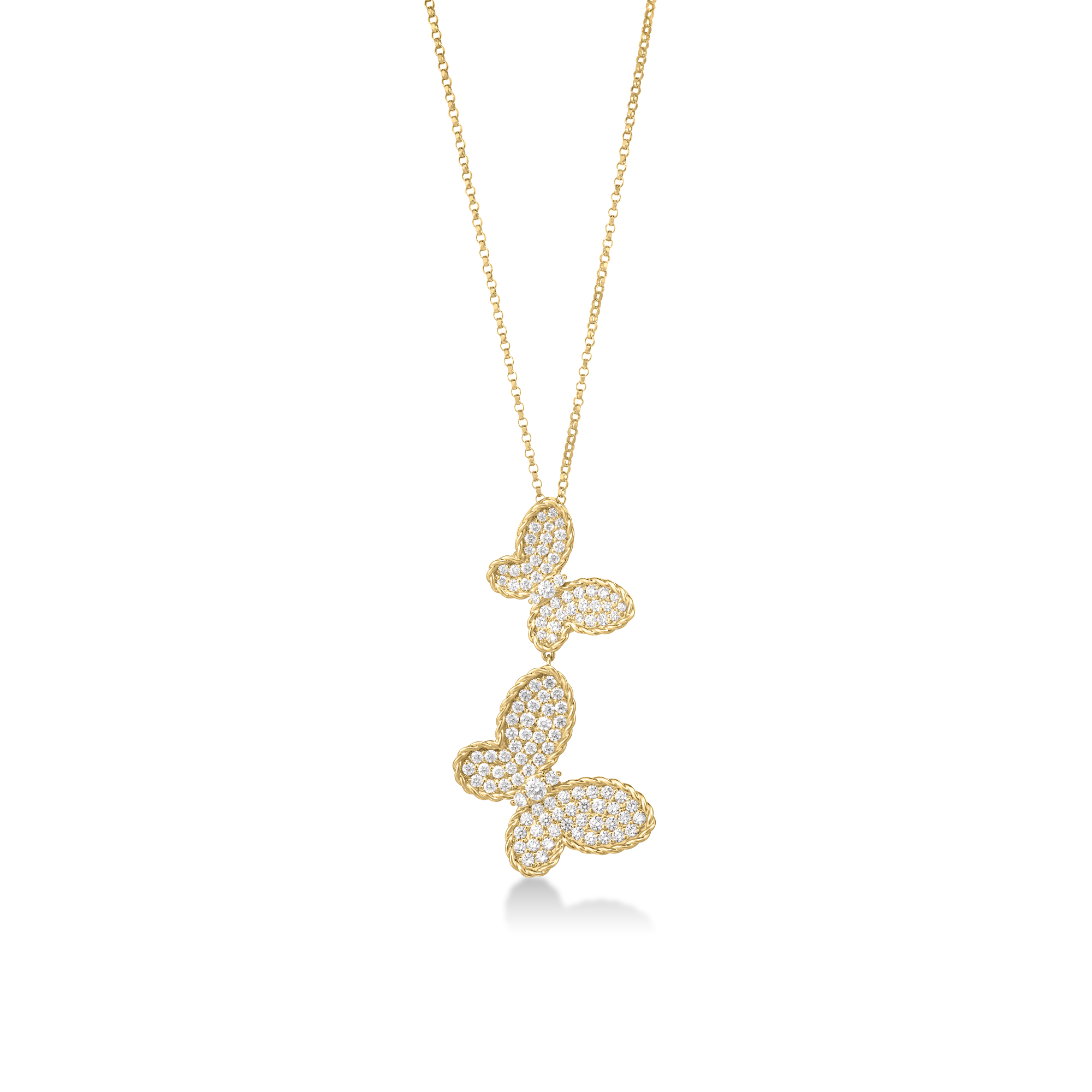 18k Yellow Gold Jasmine Pave Diamond Dangle Butterfly Necklace