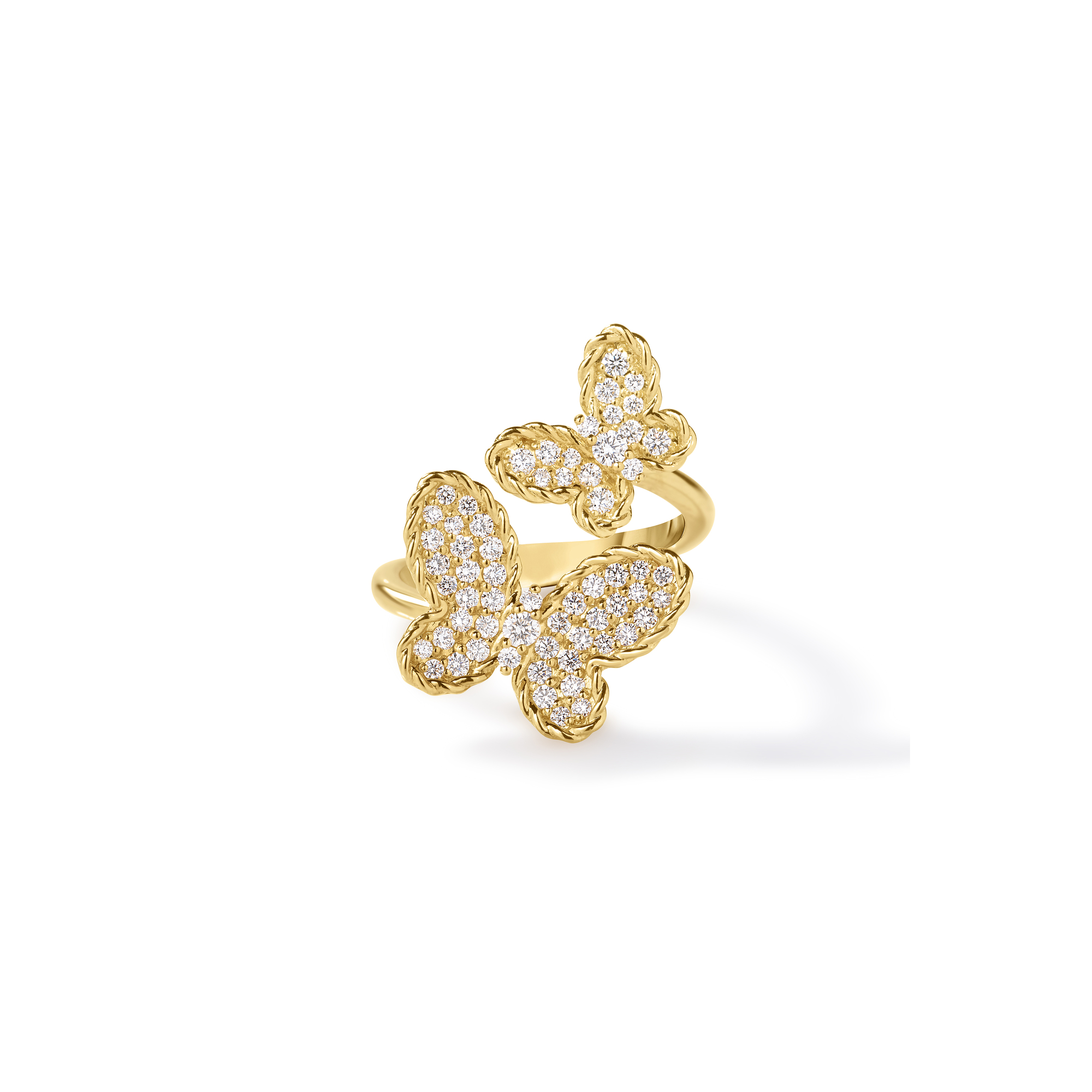 18k Yellow Gold Jasmine Pave Diamond Butterfly Ring