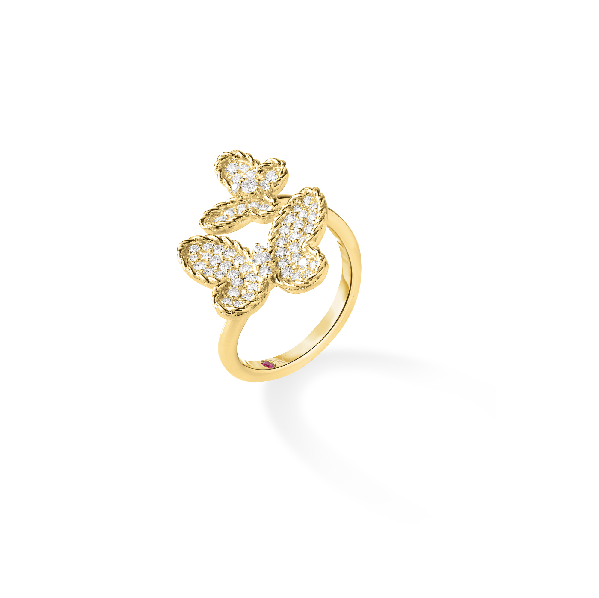 18k Yellow Gold Jasmine Pave Diamond Butterfly Ring