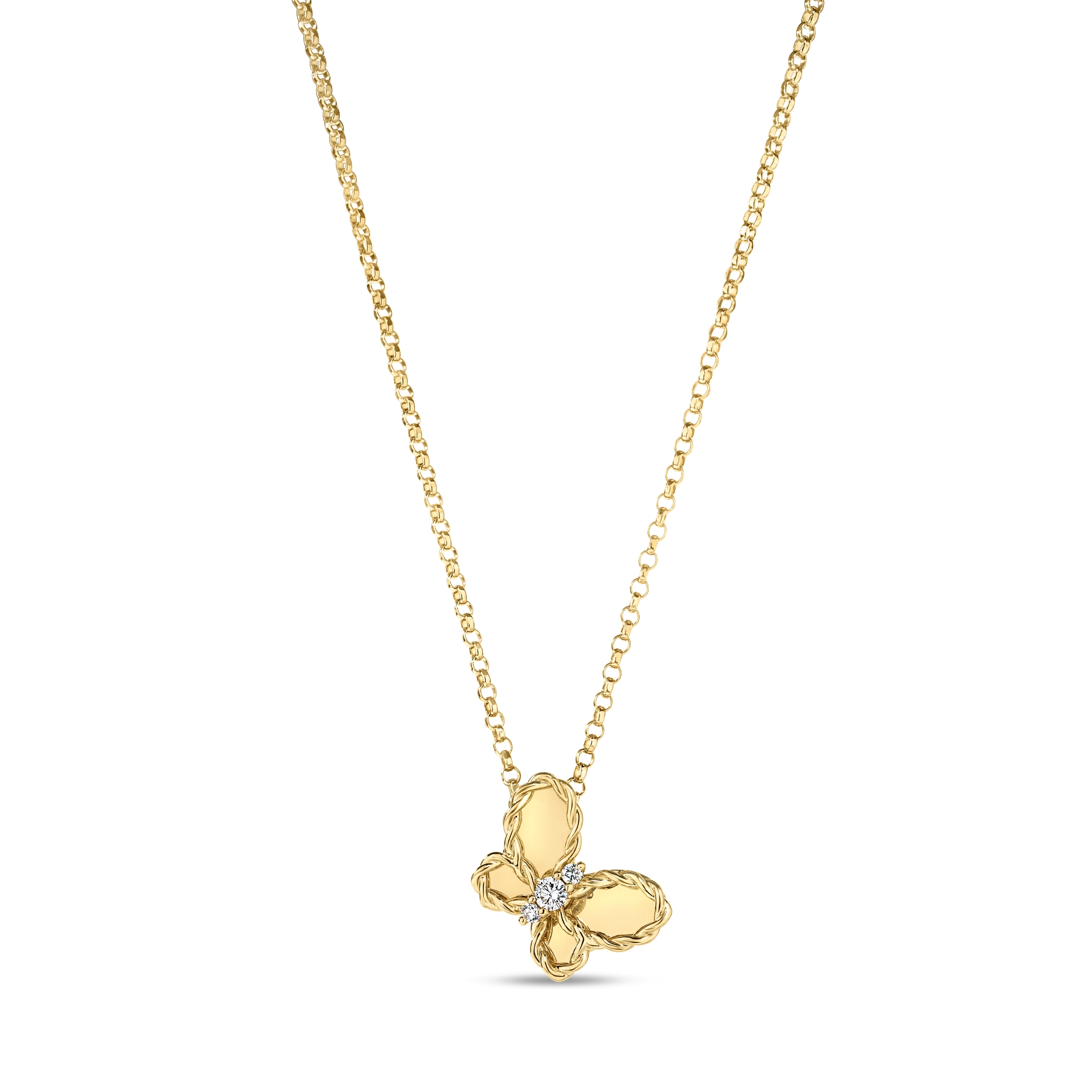 18k Yellow Gold Jasmine Small Diamond Butterfly Necklace