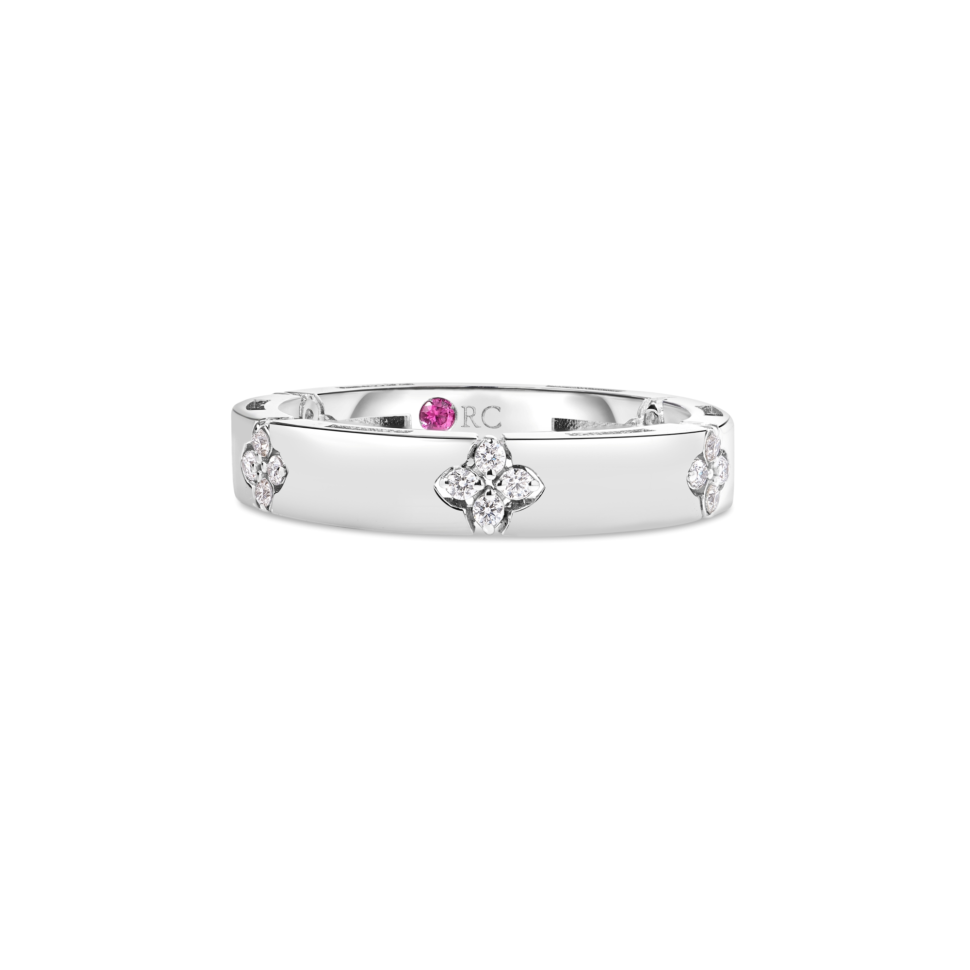 18k White Gold Love In Verona Narrow Diamond Accent Ring
