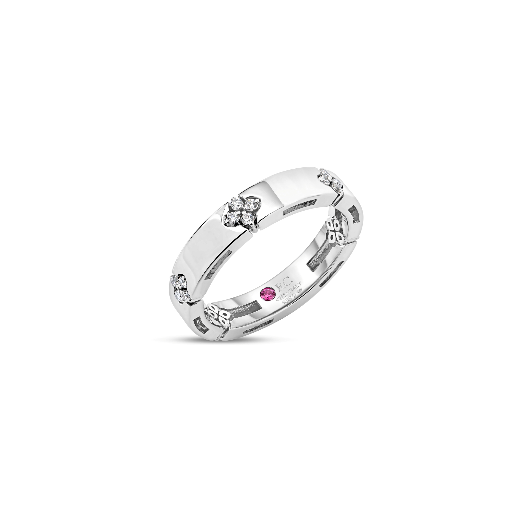 18k White Gold Love In Verona Narrow Diamond Accent Ring