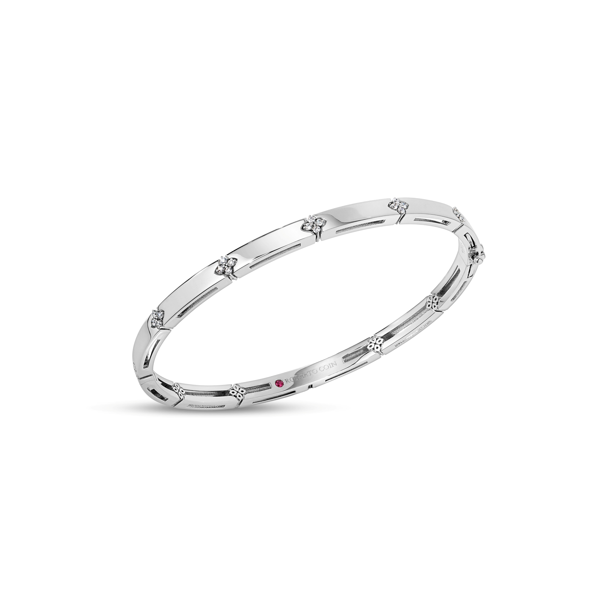 18k White Gold Love In Verona Diamond Accent Narrow Bangle