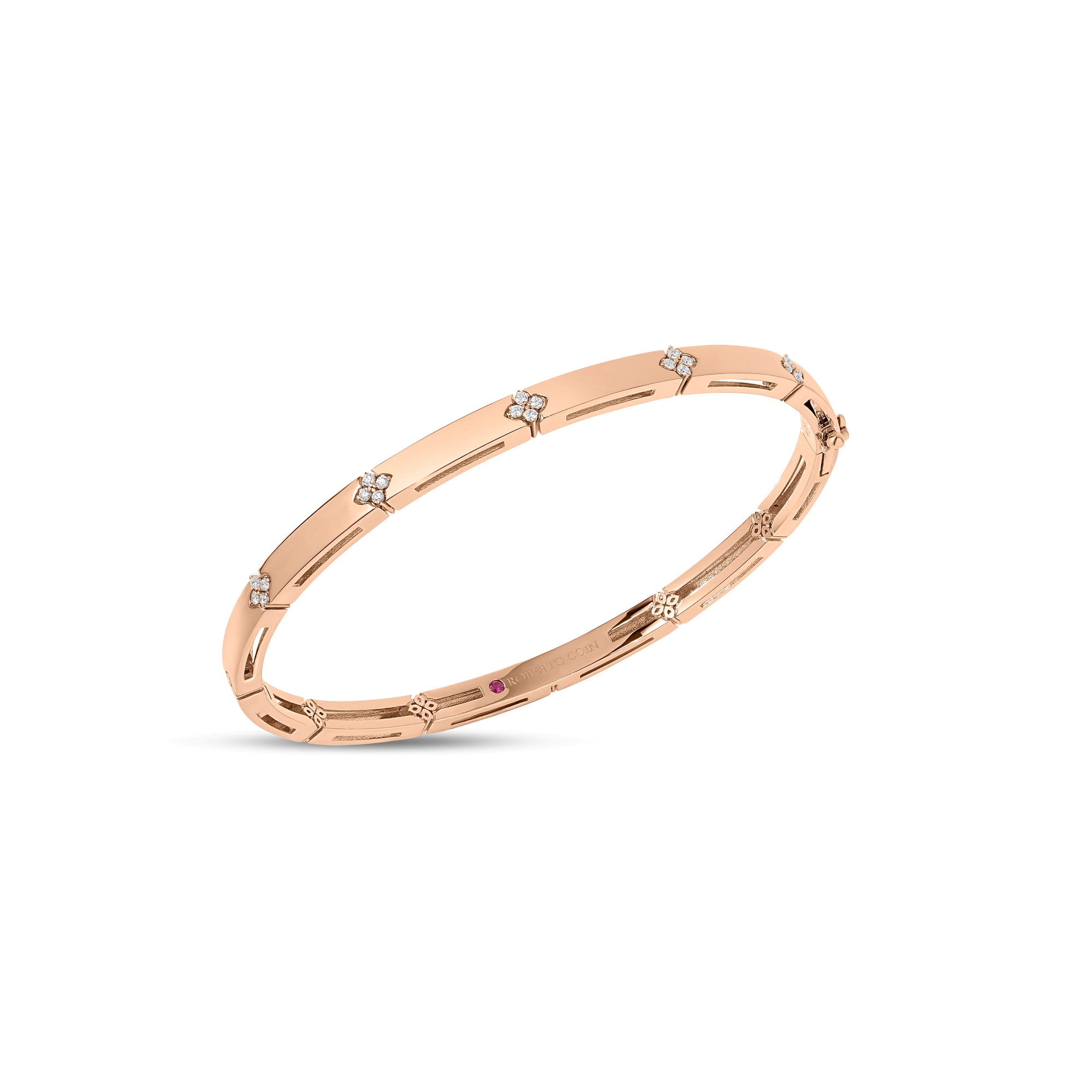 18k Rose Gold Love In Verona Diamond Accent Narrow Bangle