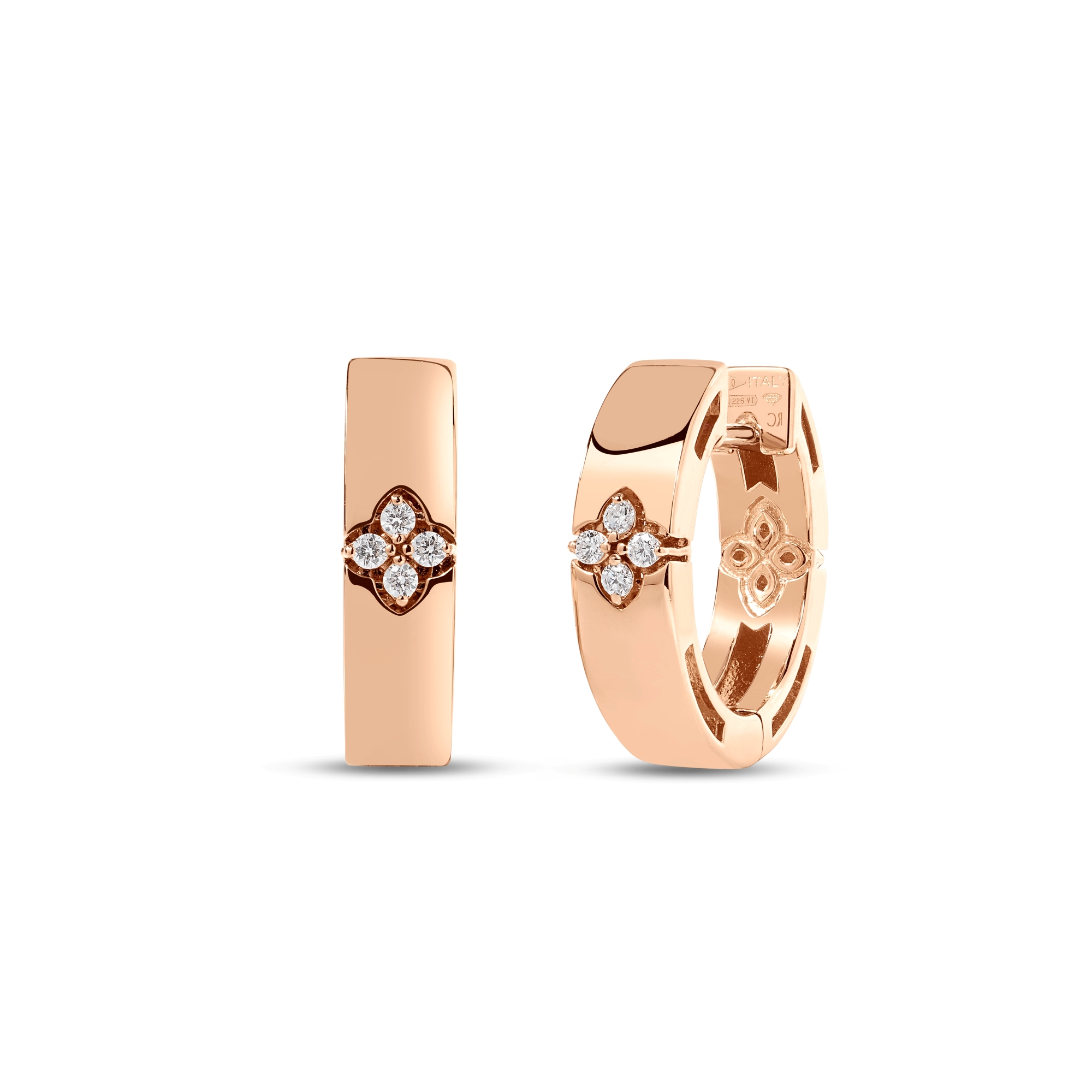 18k Rose Gold Love In Verona Diamond Accent Narrow Hoop Earrings