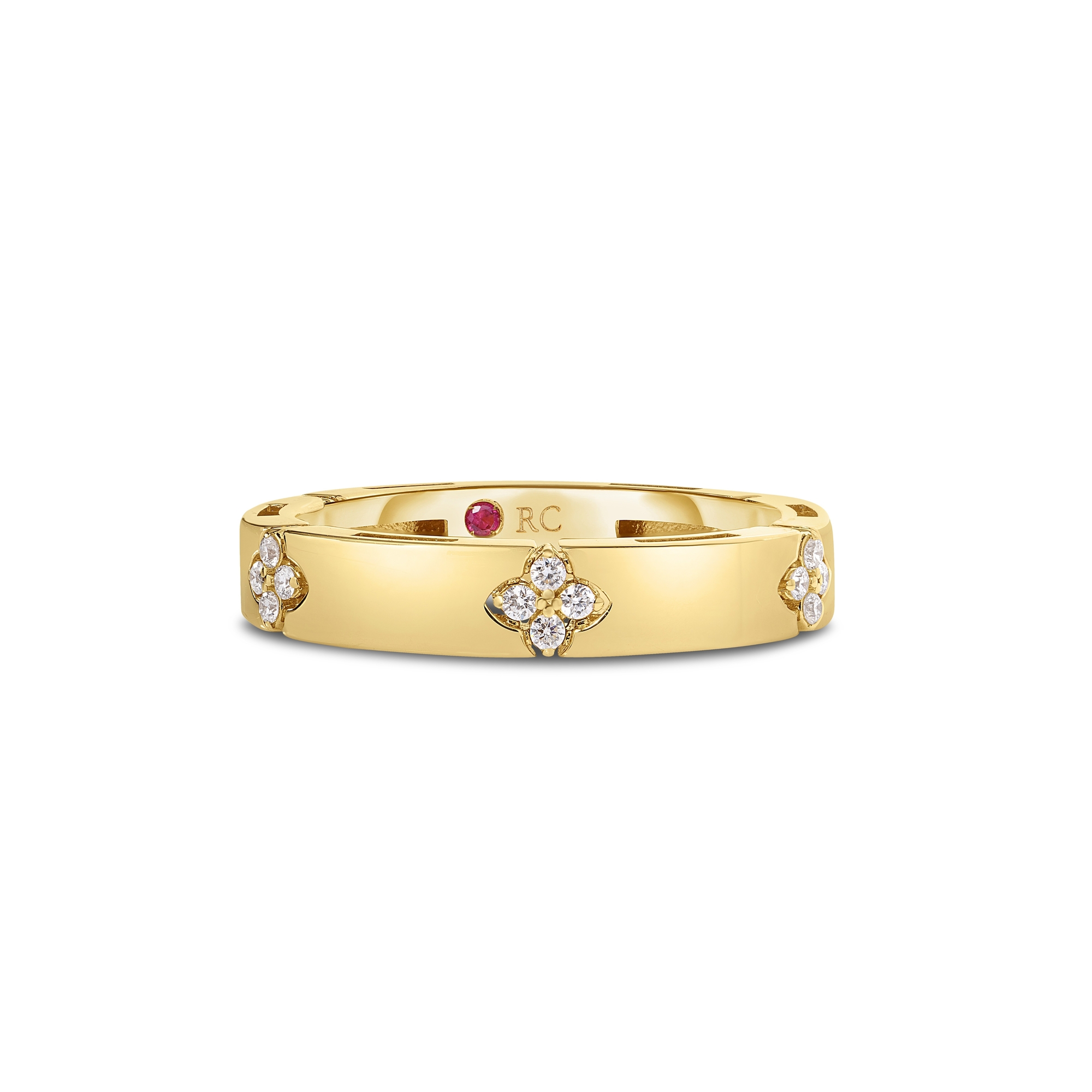 18k Yellow Gold Love In Verona Narrow Diamond Accent Ring
