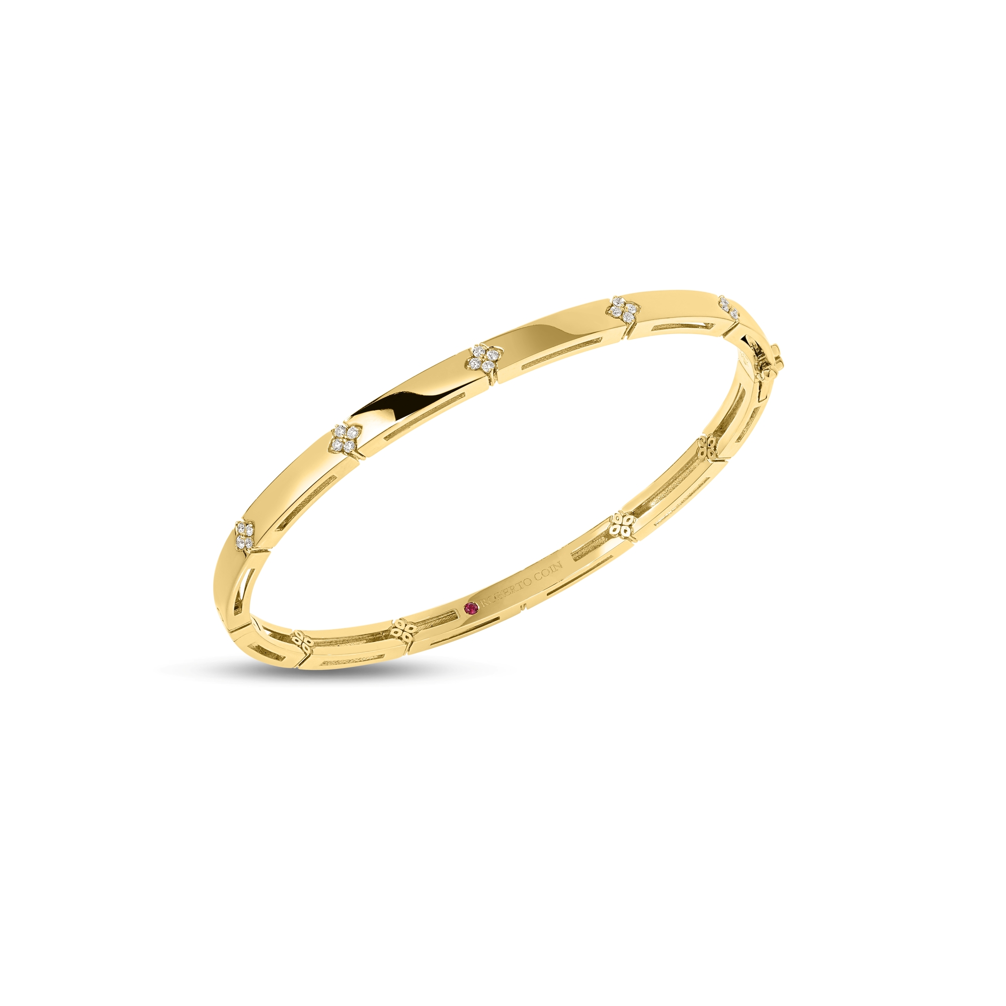 18k Yellow Gold Love In Verona Diamond Accent Narrow Bangle