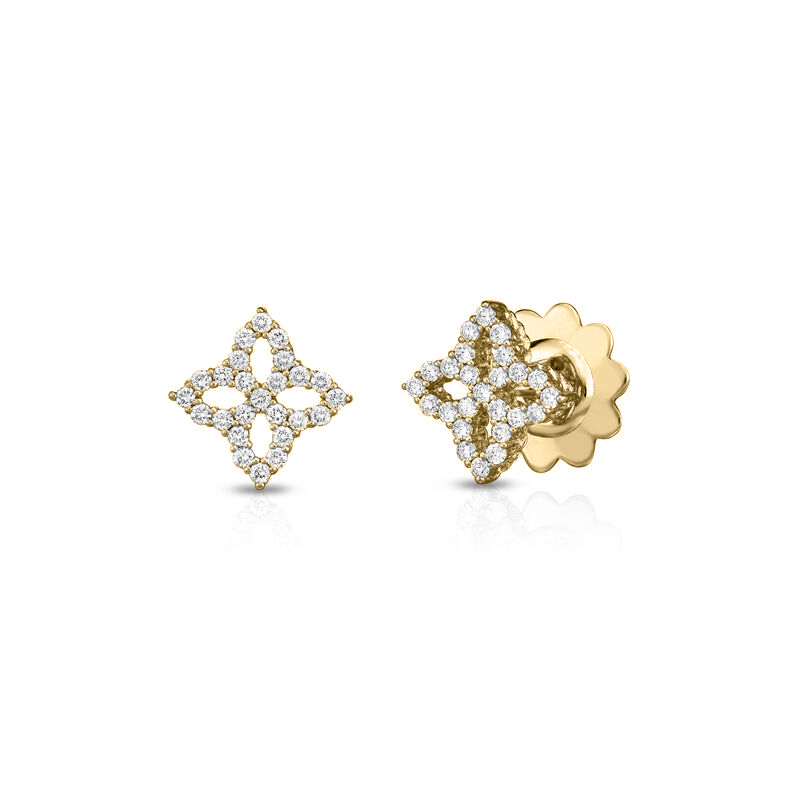 18k Yellow Gold Diamond Princess Small Outline Stud Earrings