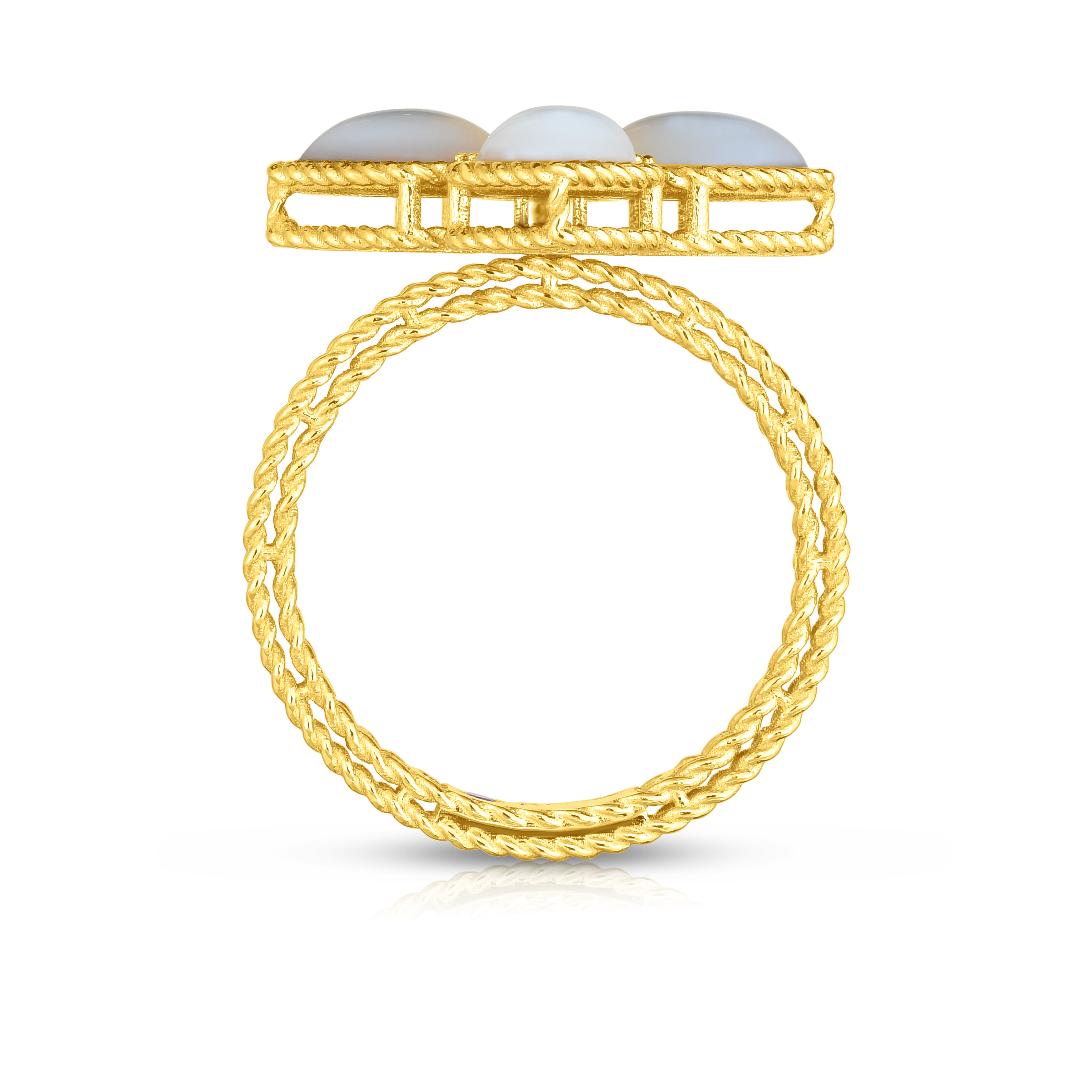 18k Yellow Gold Venetian Princess Large Diamond & Mother Of Pearl Flower Ring