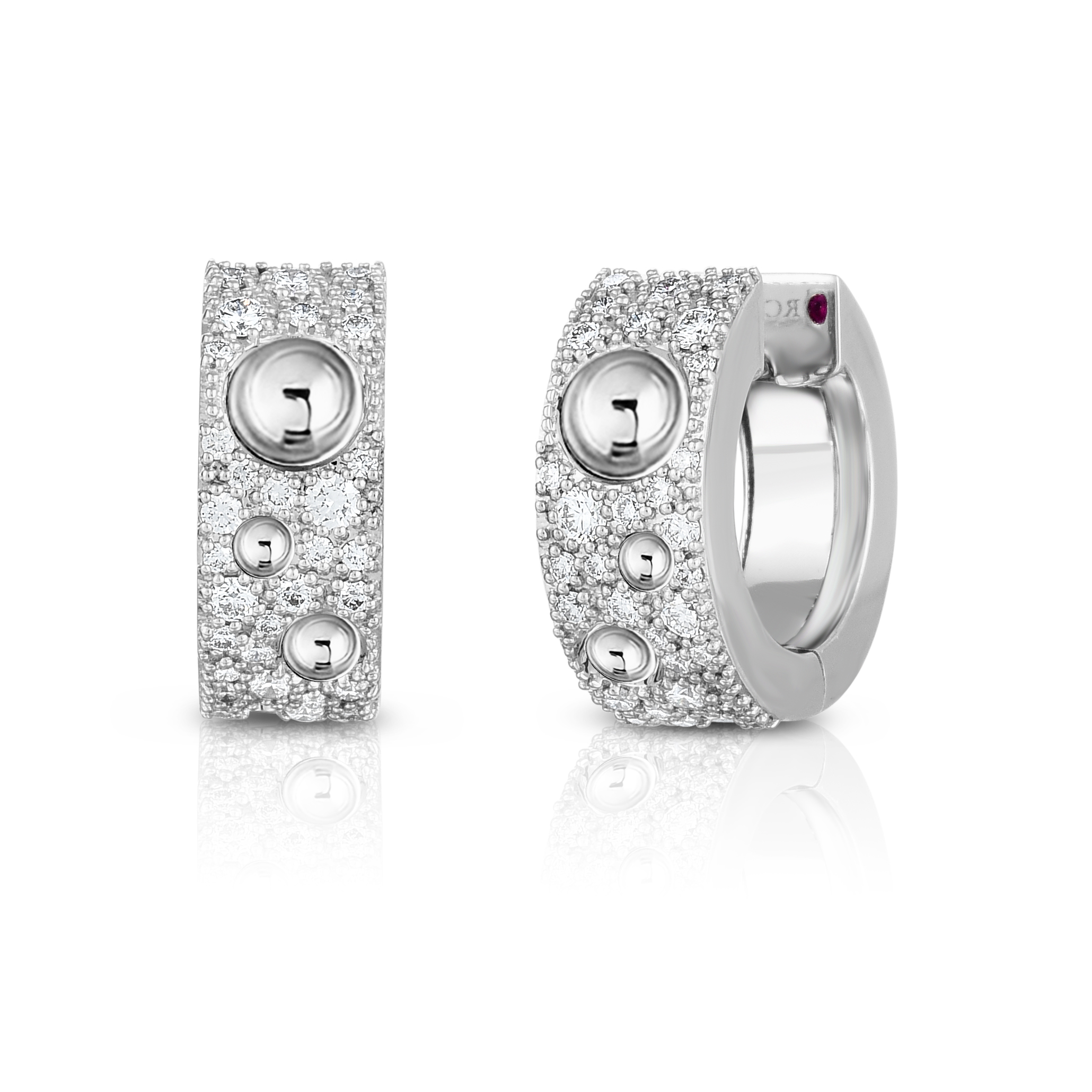 18k White Gold Pois Moi Luna Small Pave Diamond Hoop Earrings