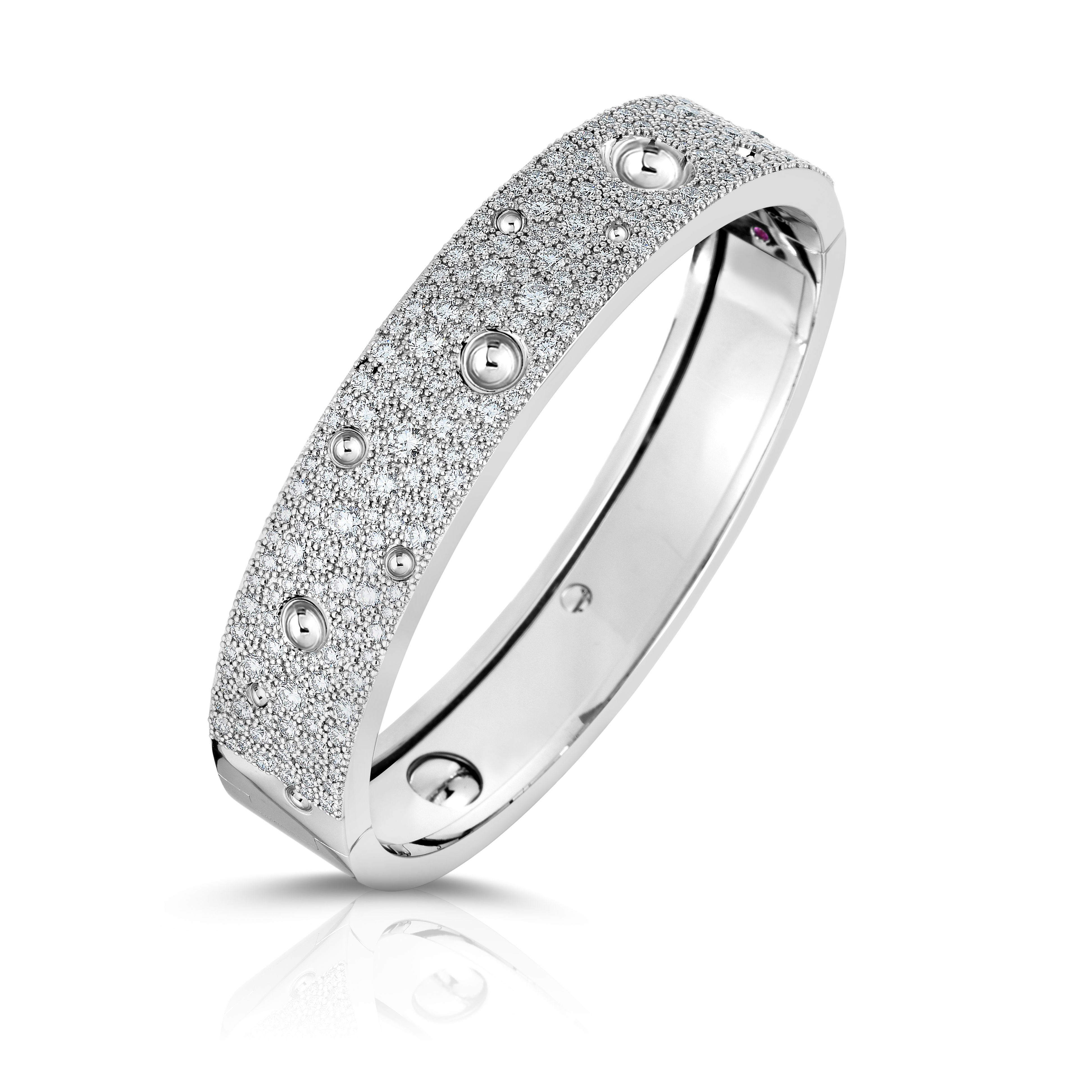 18k White Gold & Pave Diamond Pois Moi Luna Bangle
