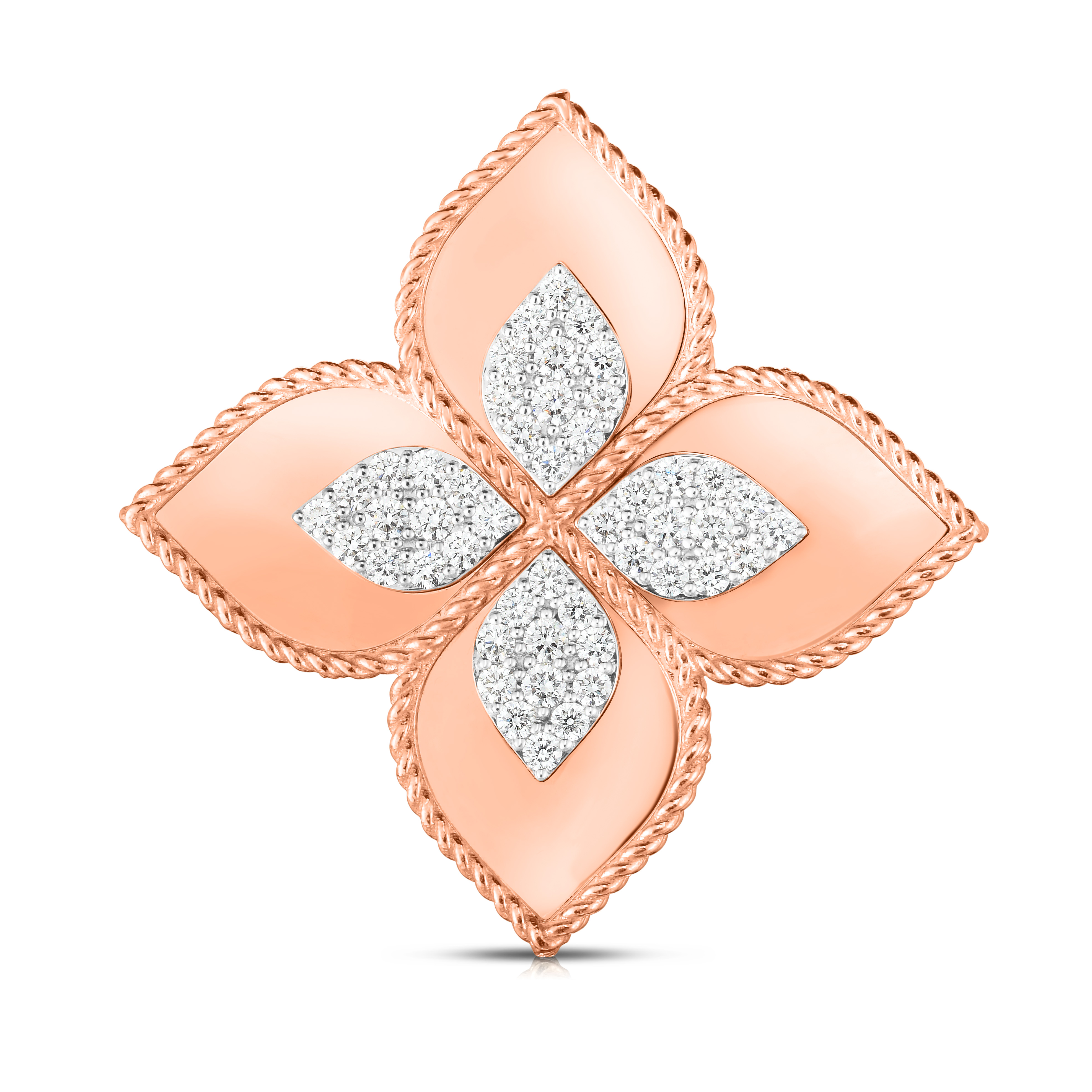 18k Rose/white Gold Venetian Princess Large Diamond Flower Ring