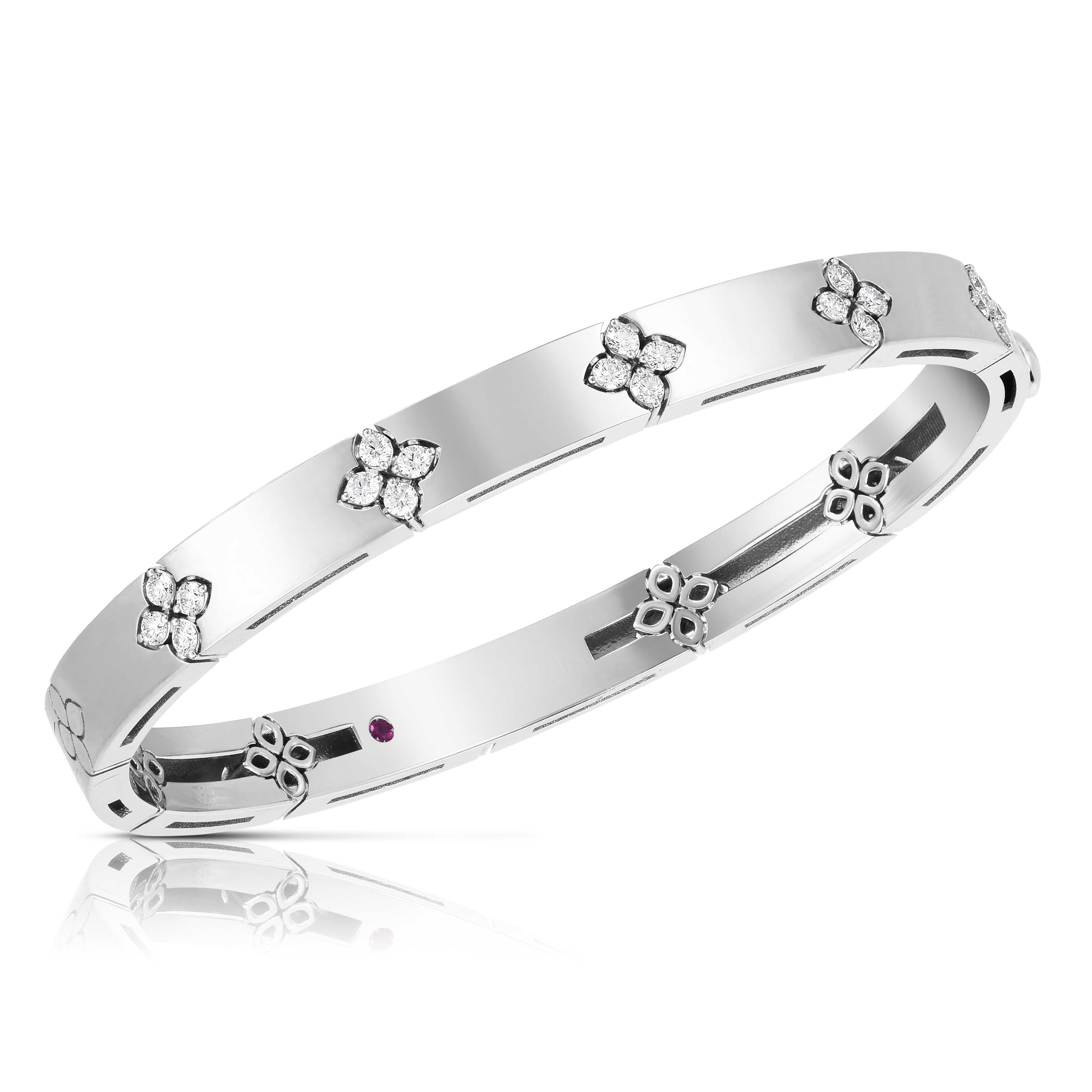 18k White Gold Love In Verona Medium Diamond Bangle