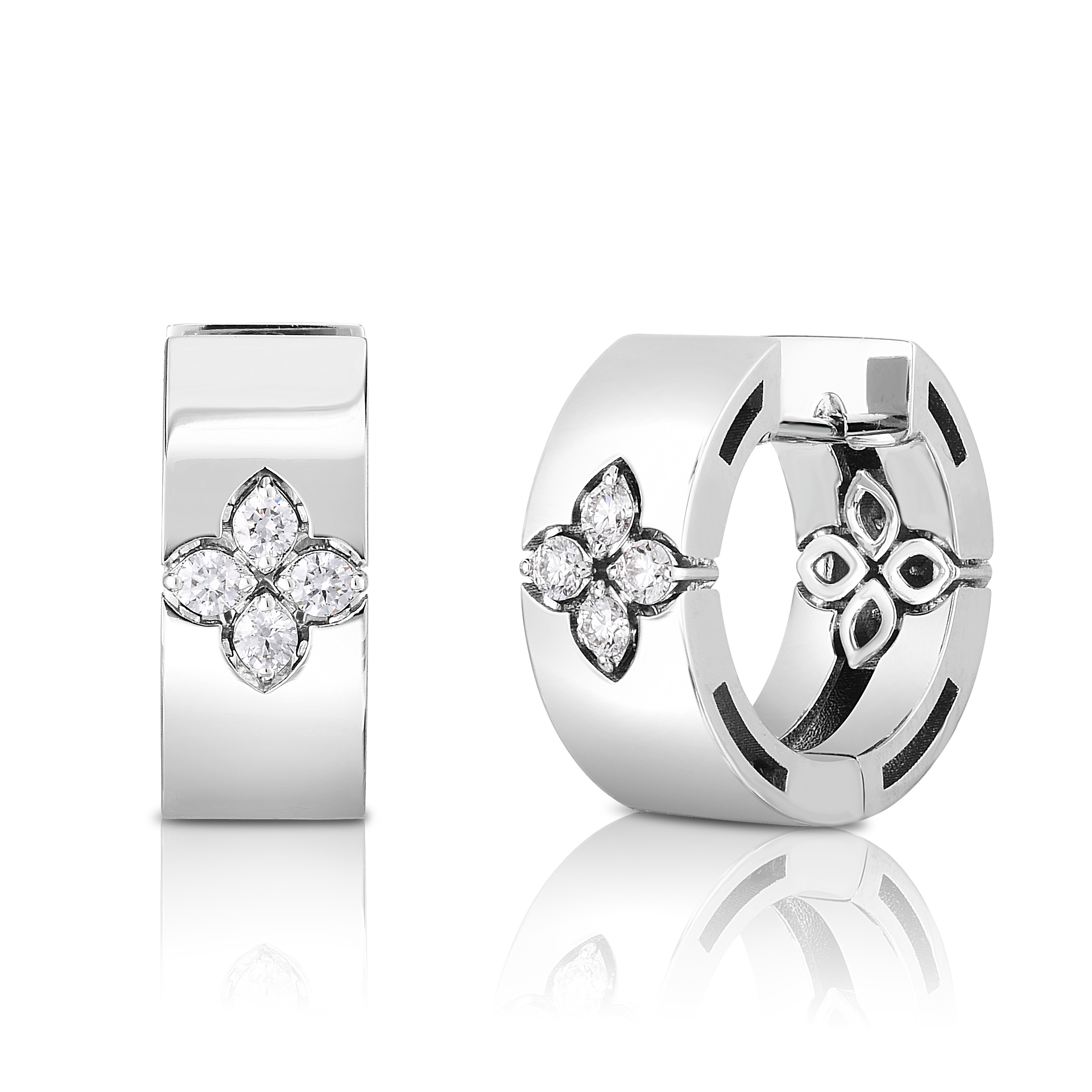 18k White Gold Love In Verona Diamond Accent Small Earrings