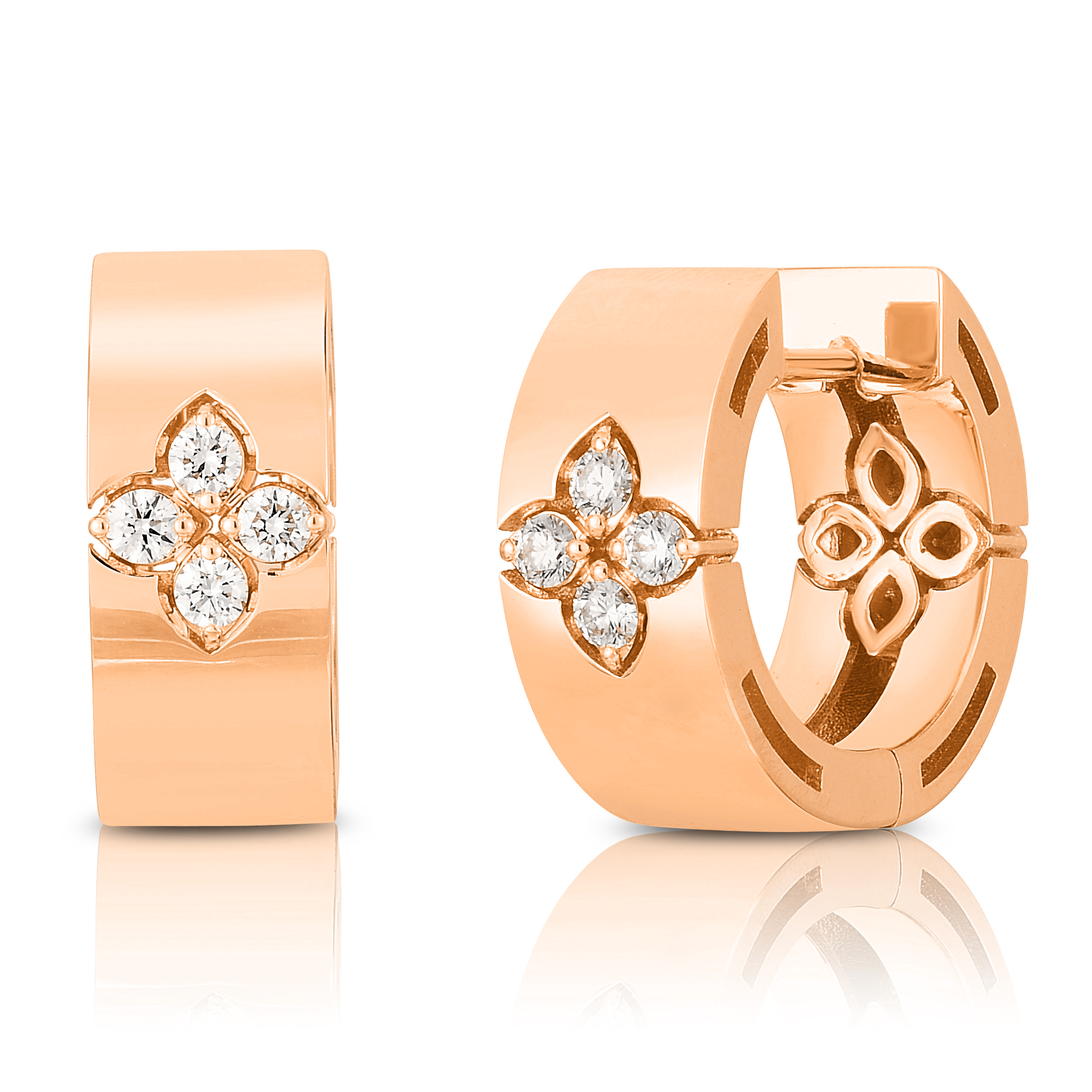 18k Rose Gold Love In Verona Small Diamond Hoop Earrings