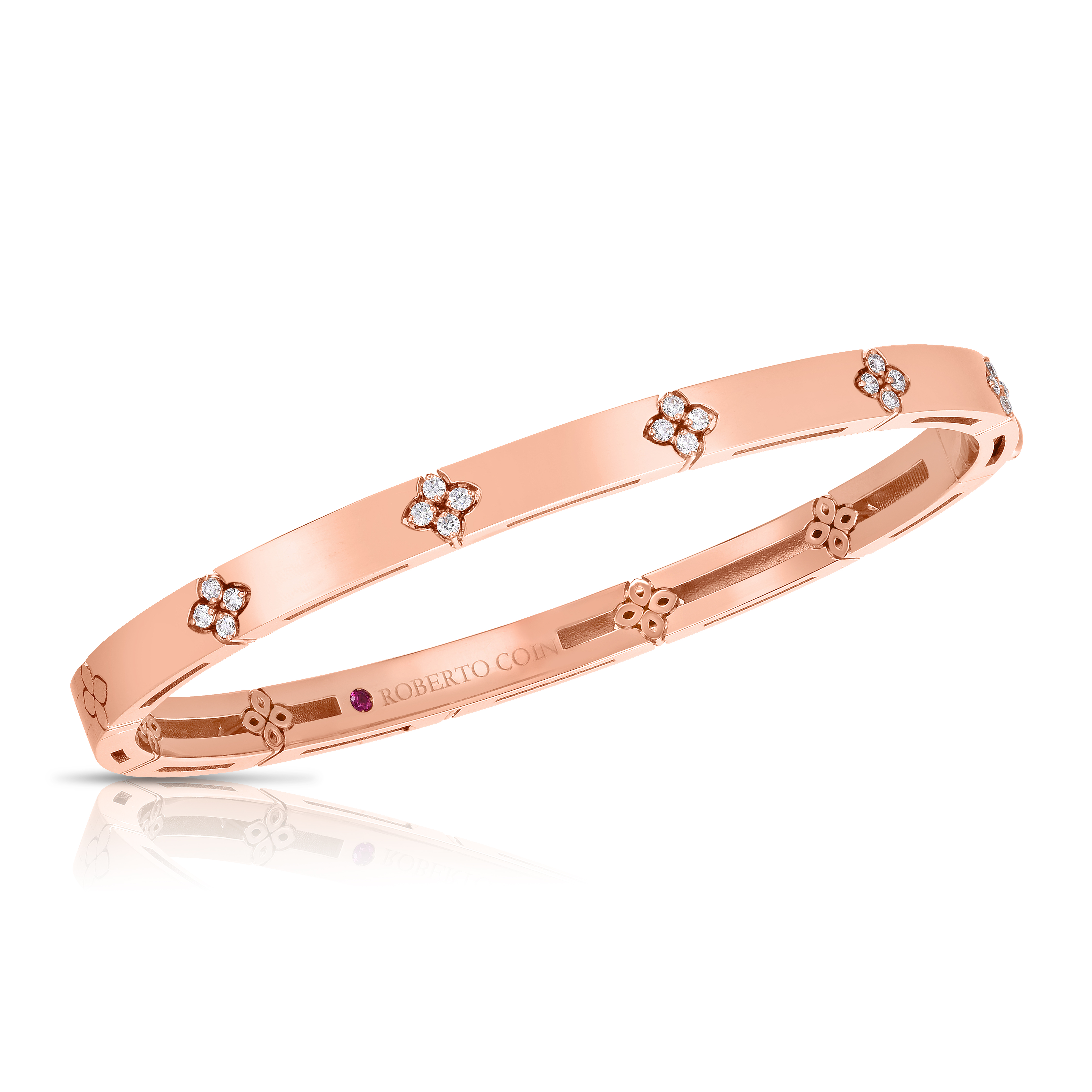 18k Rose Gold Love In Verona Narrow Width Diamond Bangle