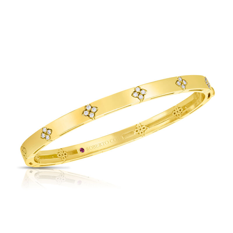 18k Yellow Gold Love In Verona Narrow Width Diamond Bangle