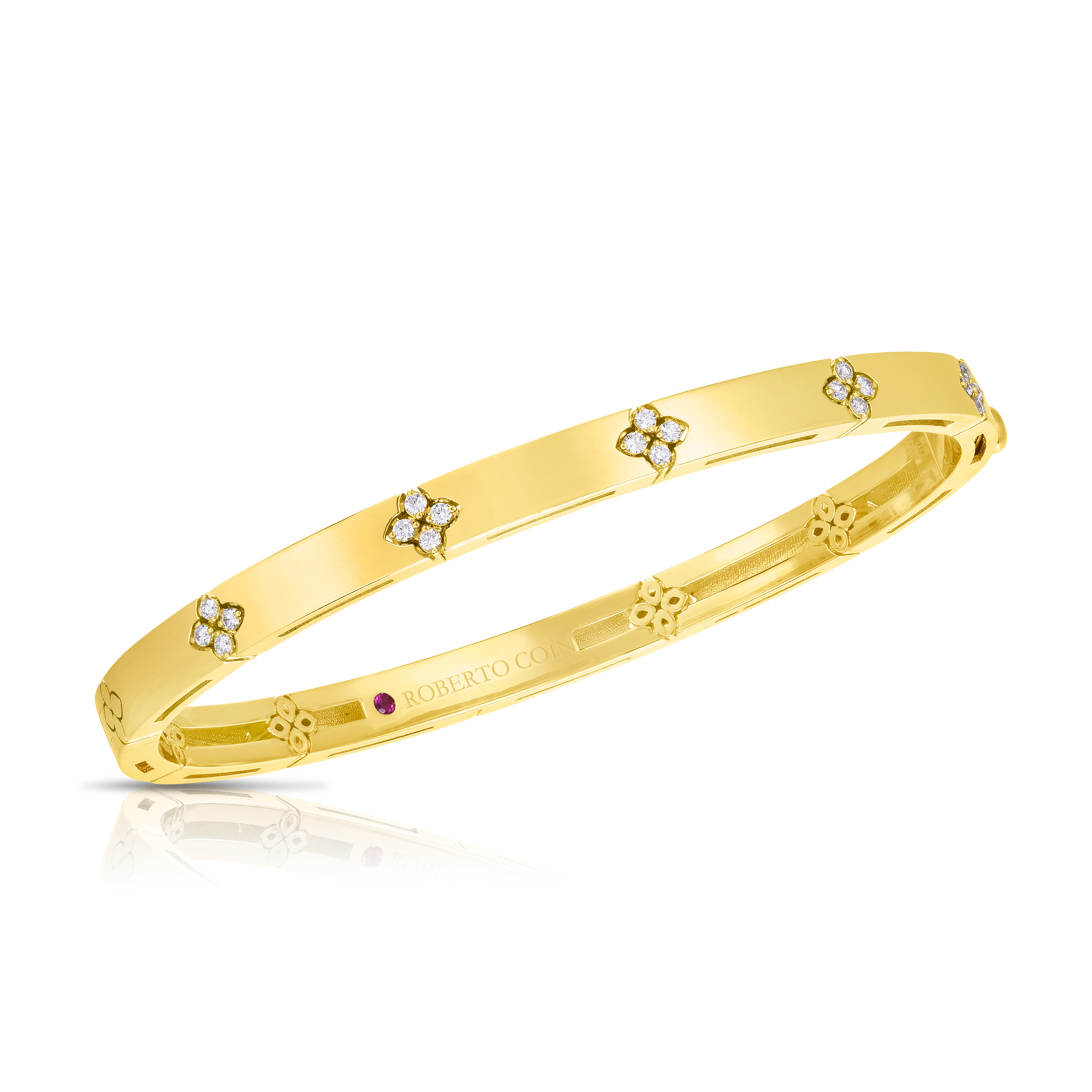 18k Yellow Gold Love In Verona Narrow Width Diamond Bangle