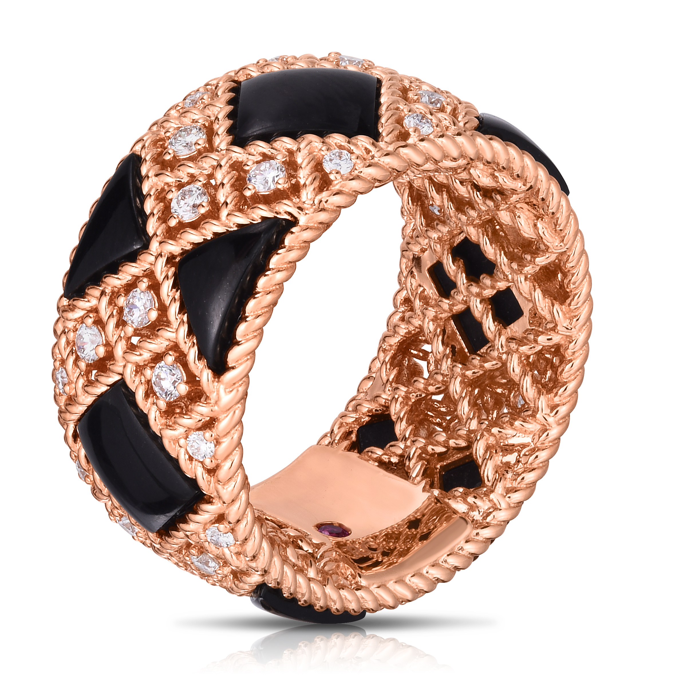 18k Rose Gold Palazzo Ducale Diamond & Black Jade Ring