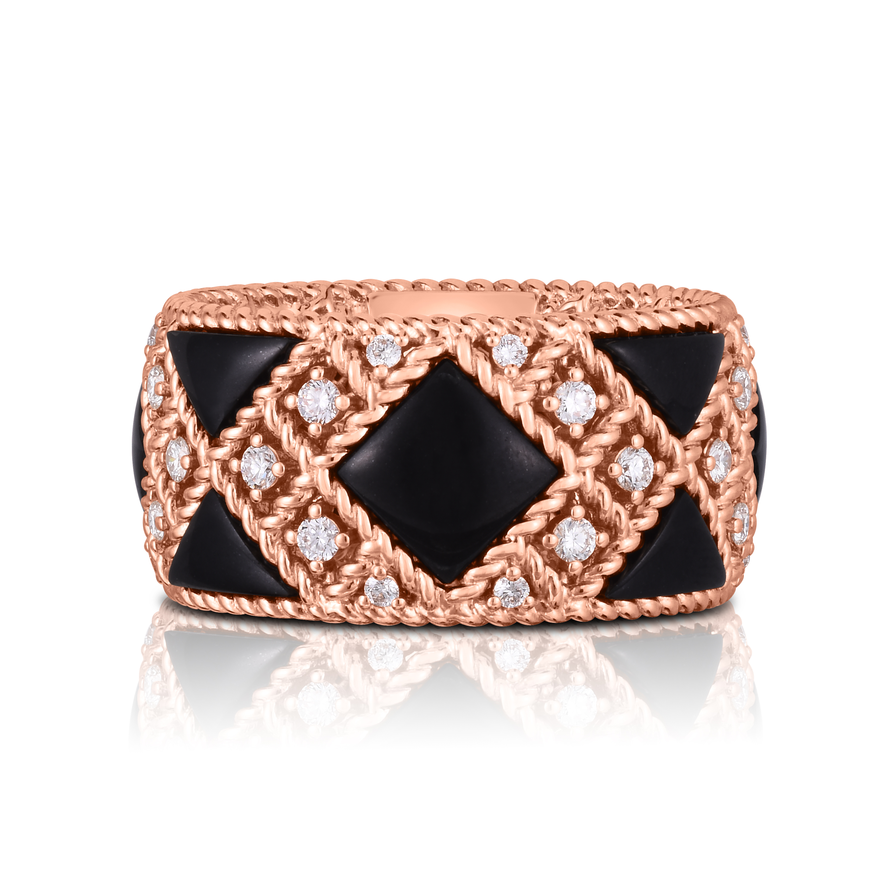 18k Rose Gold Palazzo Ducale Diamond & Black Jade Ring